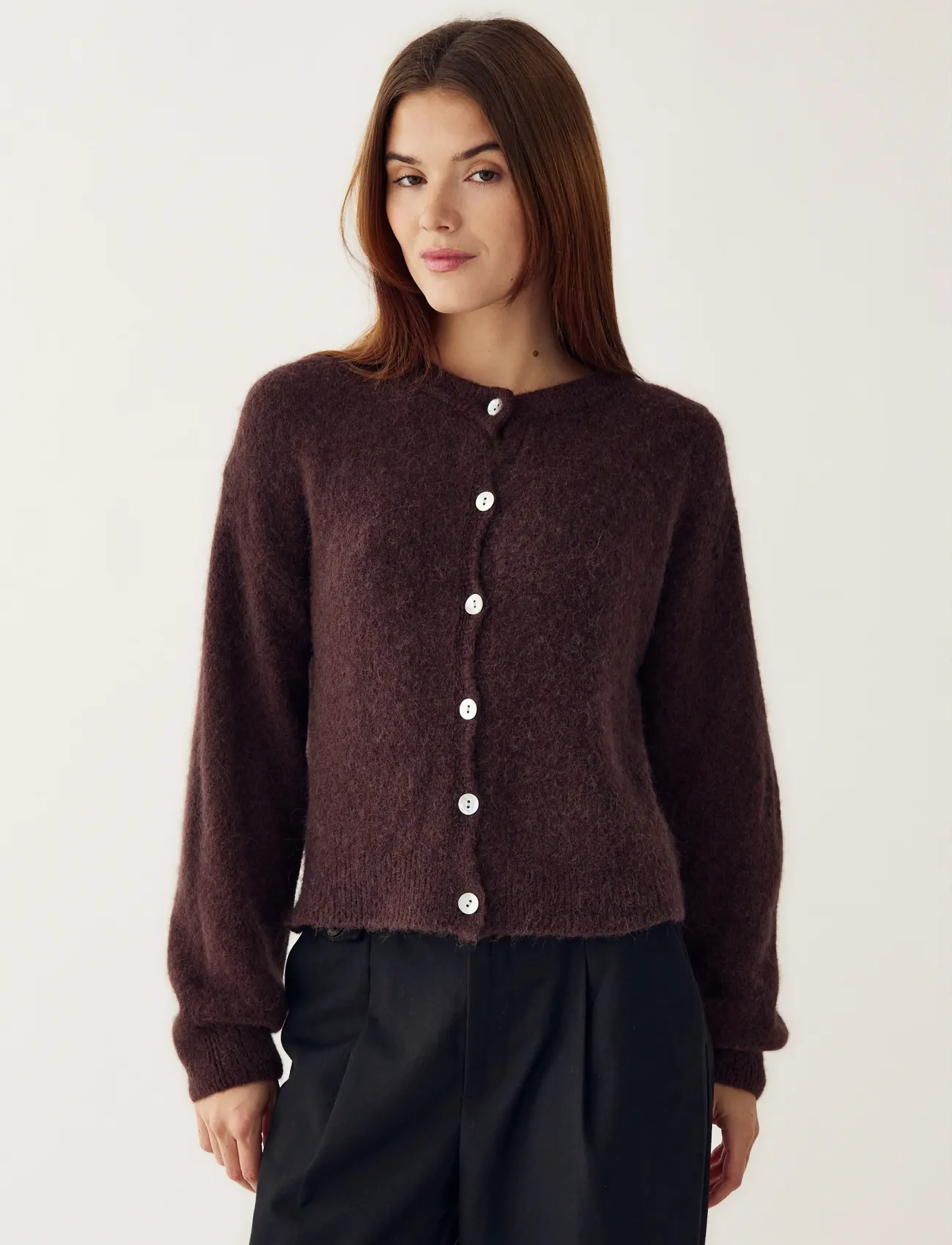 Noella Kae Knit Cardigan, S/M, Brown, Strik > Cardigans, Dame