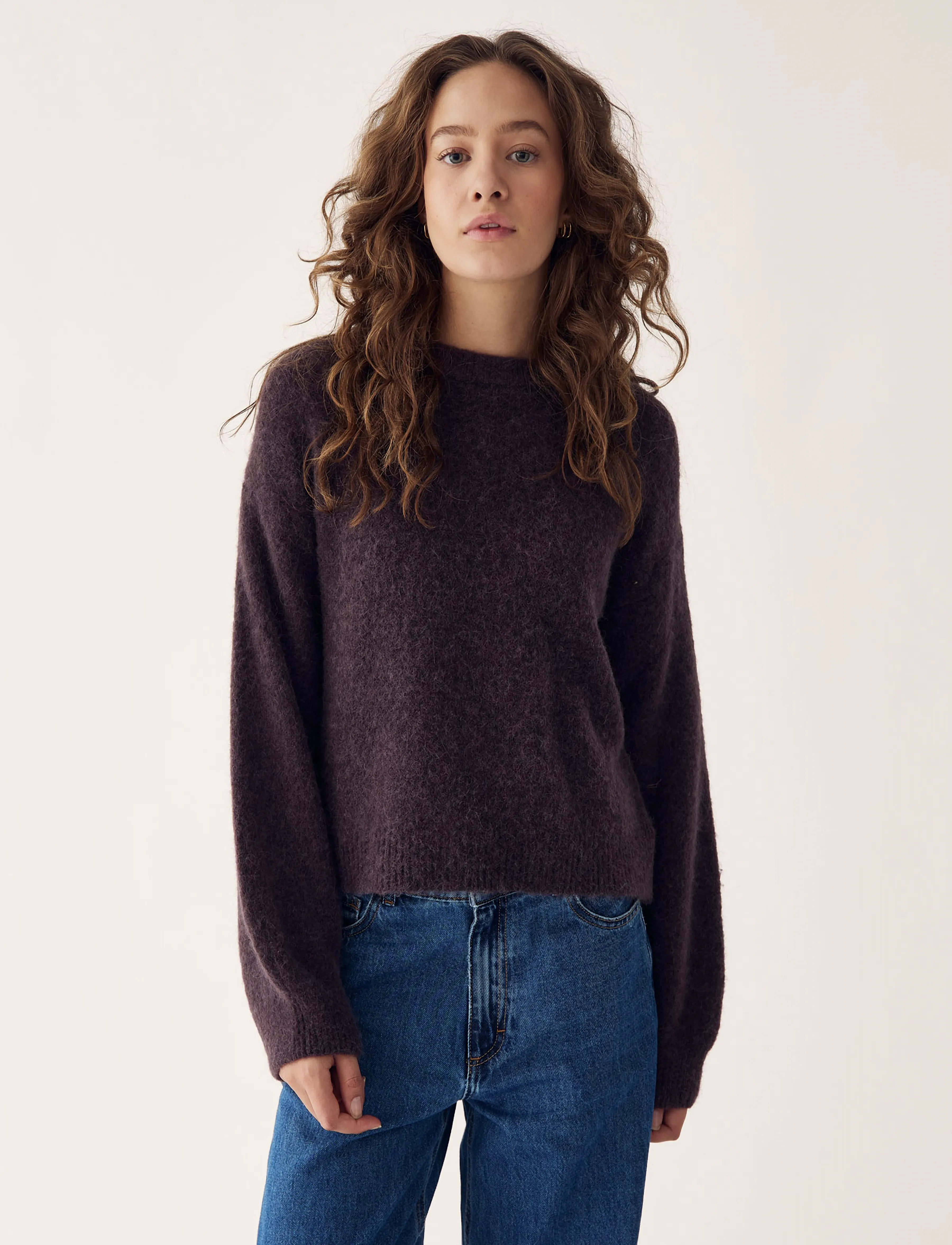Noella Kae Knit - Swetry - MEDIUM BROWN / burgundy