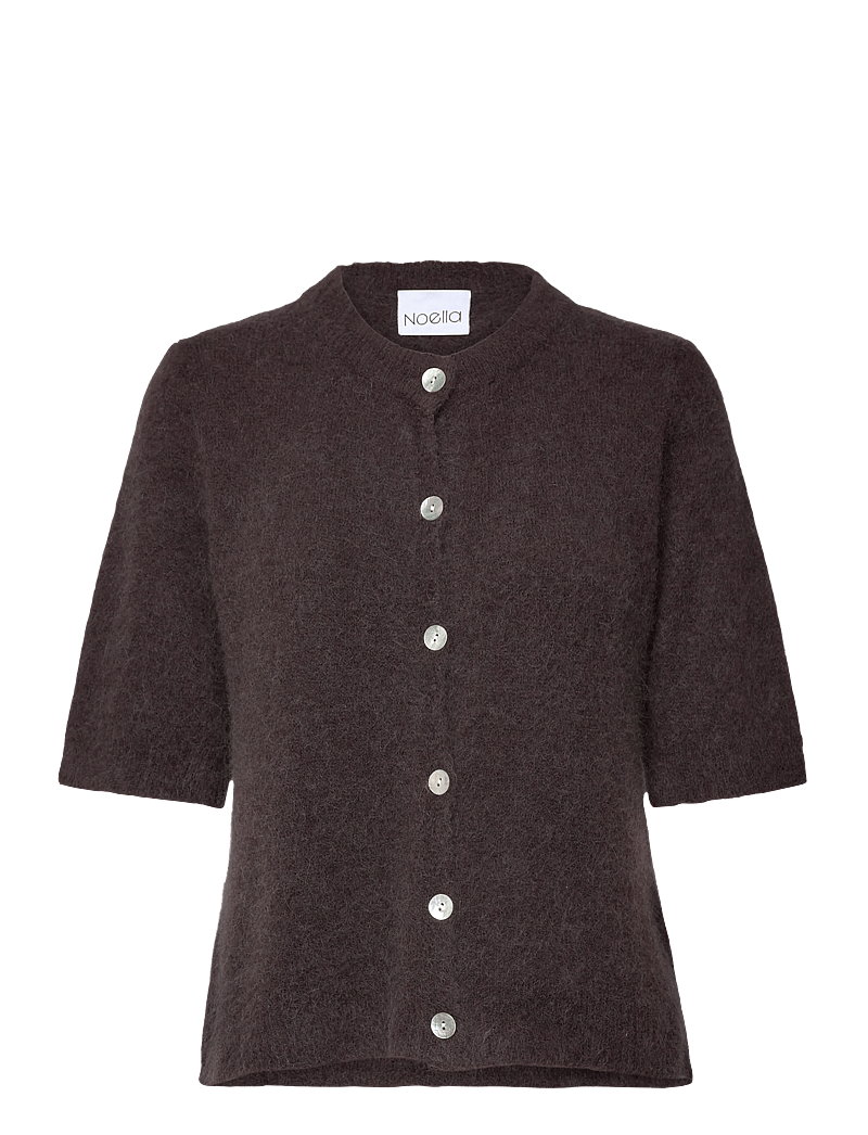 Noella - Kae SS Knit Cardigan - koftor - chocolate - 0