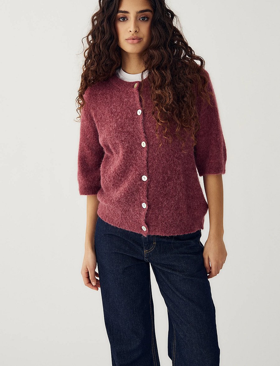 Noella - Kae SS Knit Cardigan - koftor - rust - 0