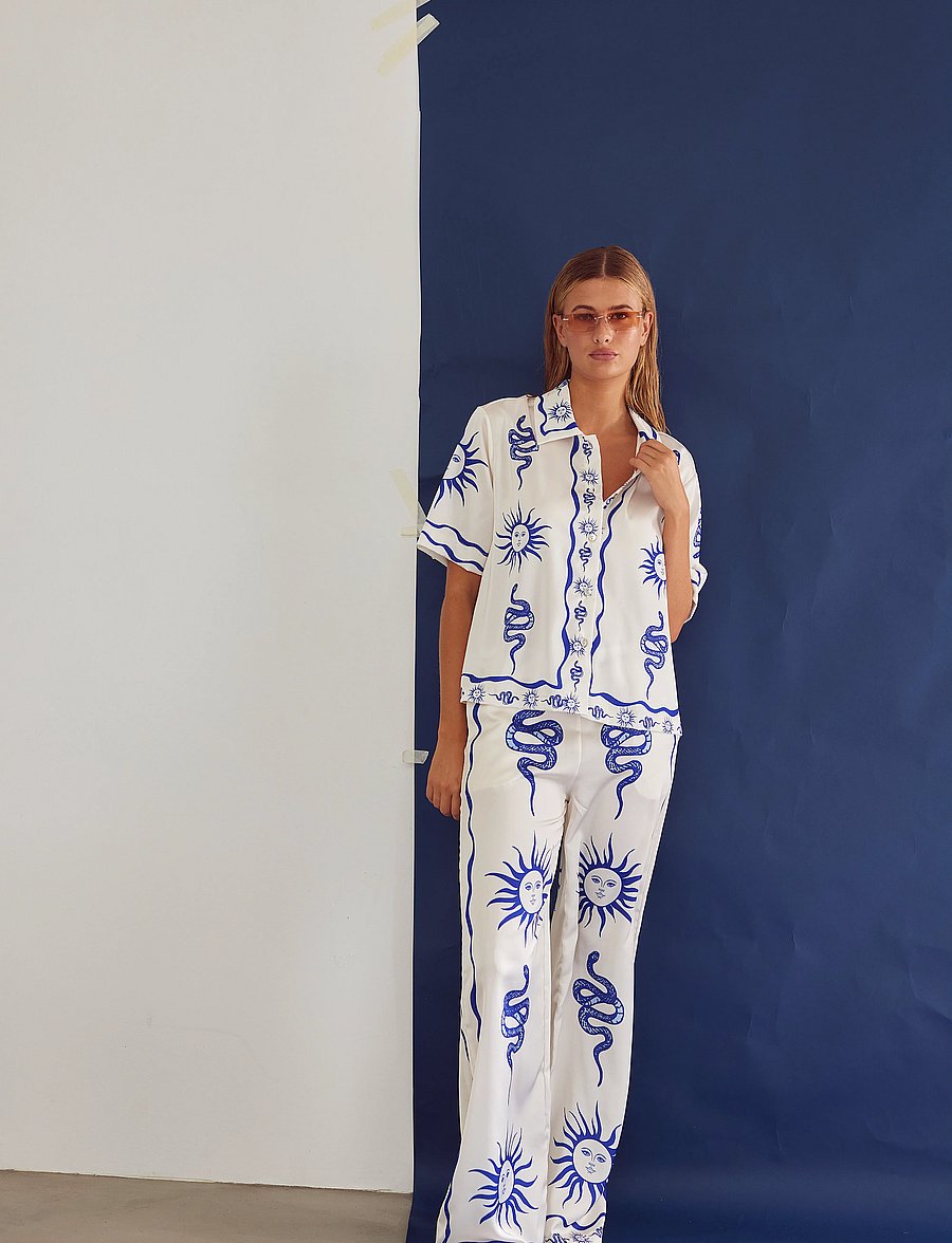 Noella - Kealy Shirt - kurzärmlige hemden - chana blue print - 0