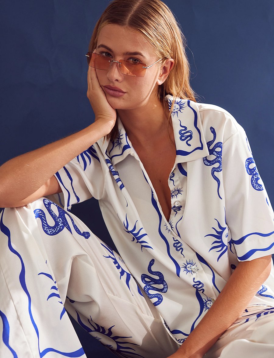 Noella - Kealy Shirt - kurzärmlige hemden - chana blue print - 3