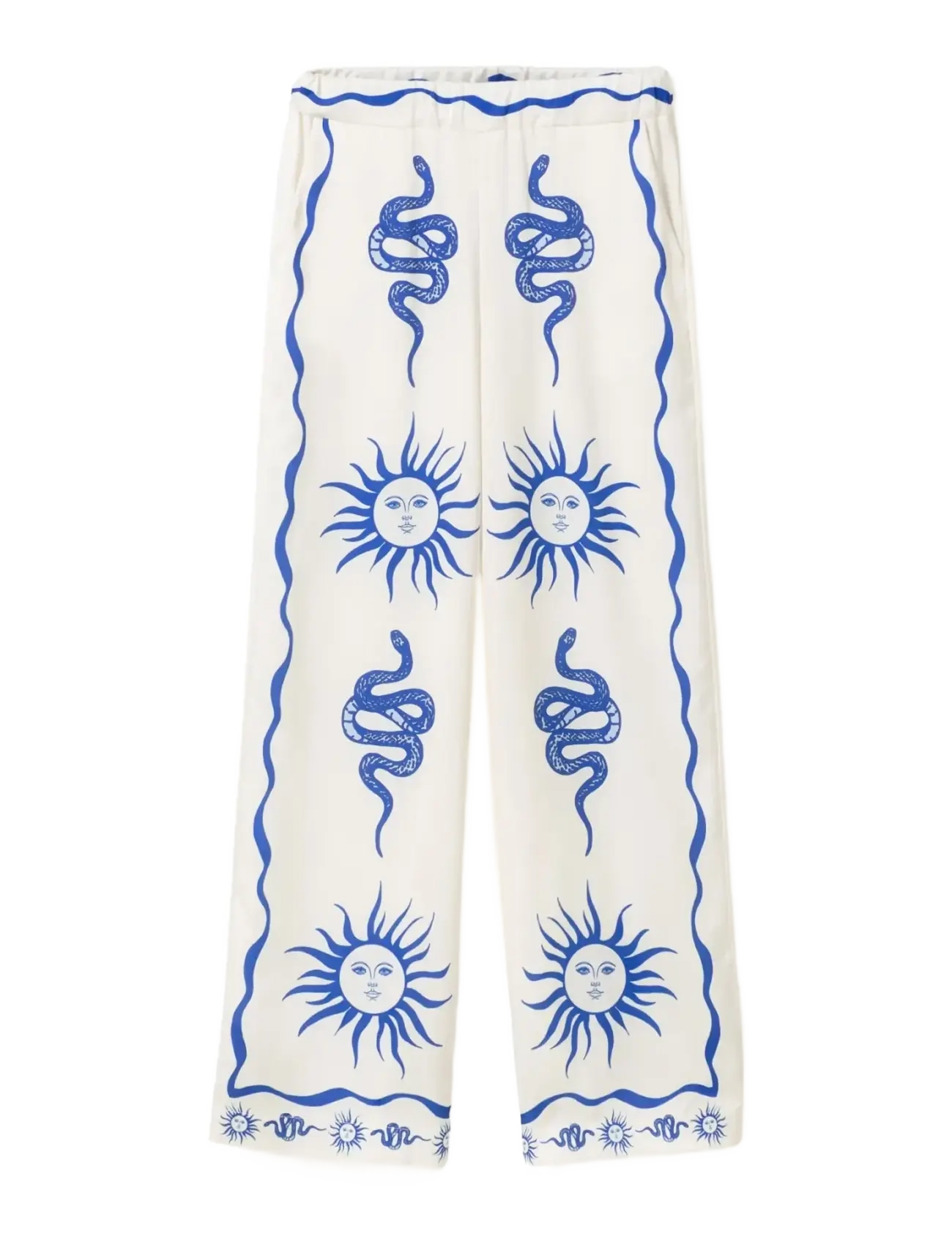 Noella - Kimona Pants - bukser med lige ben - chana blue print - 1