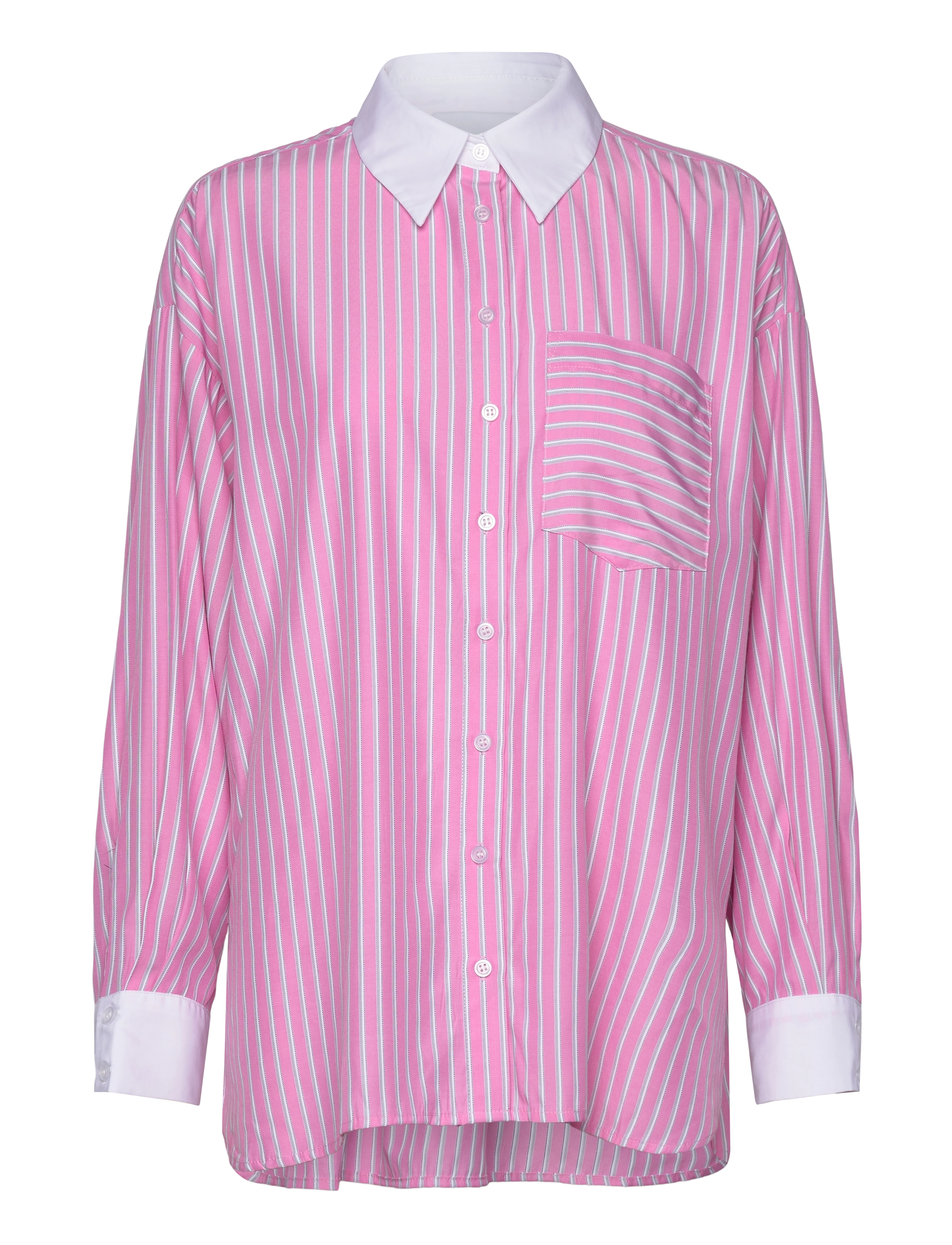 Noella Lakelynn Shirt - Transitional Layering - CARSYN PINK STRIPE / pink/rose
