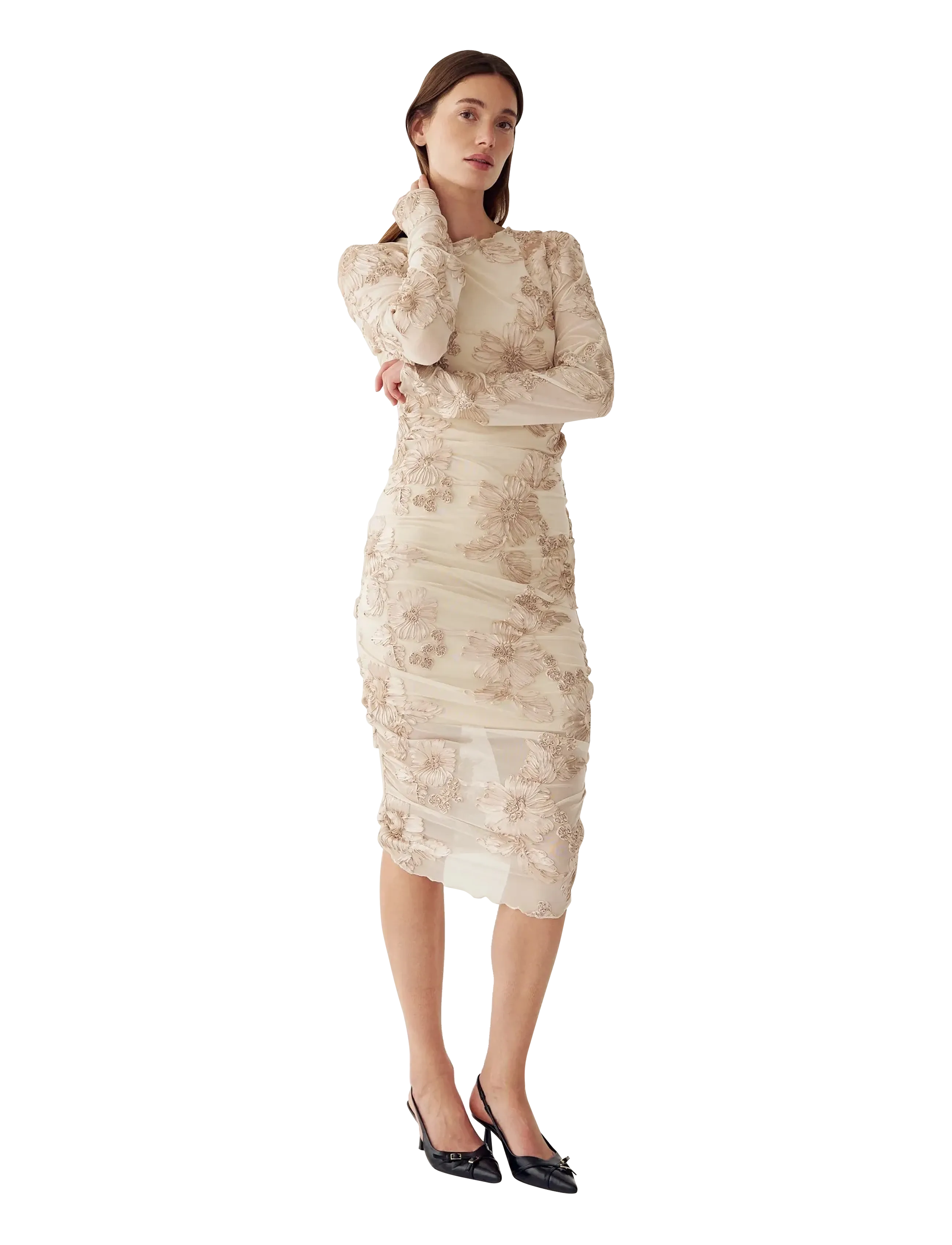 Noella Lavinia L/S Dress - Festkjoler - IVORY / beige
