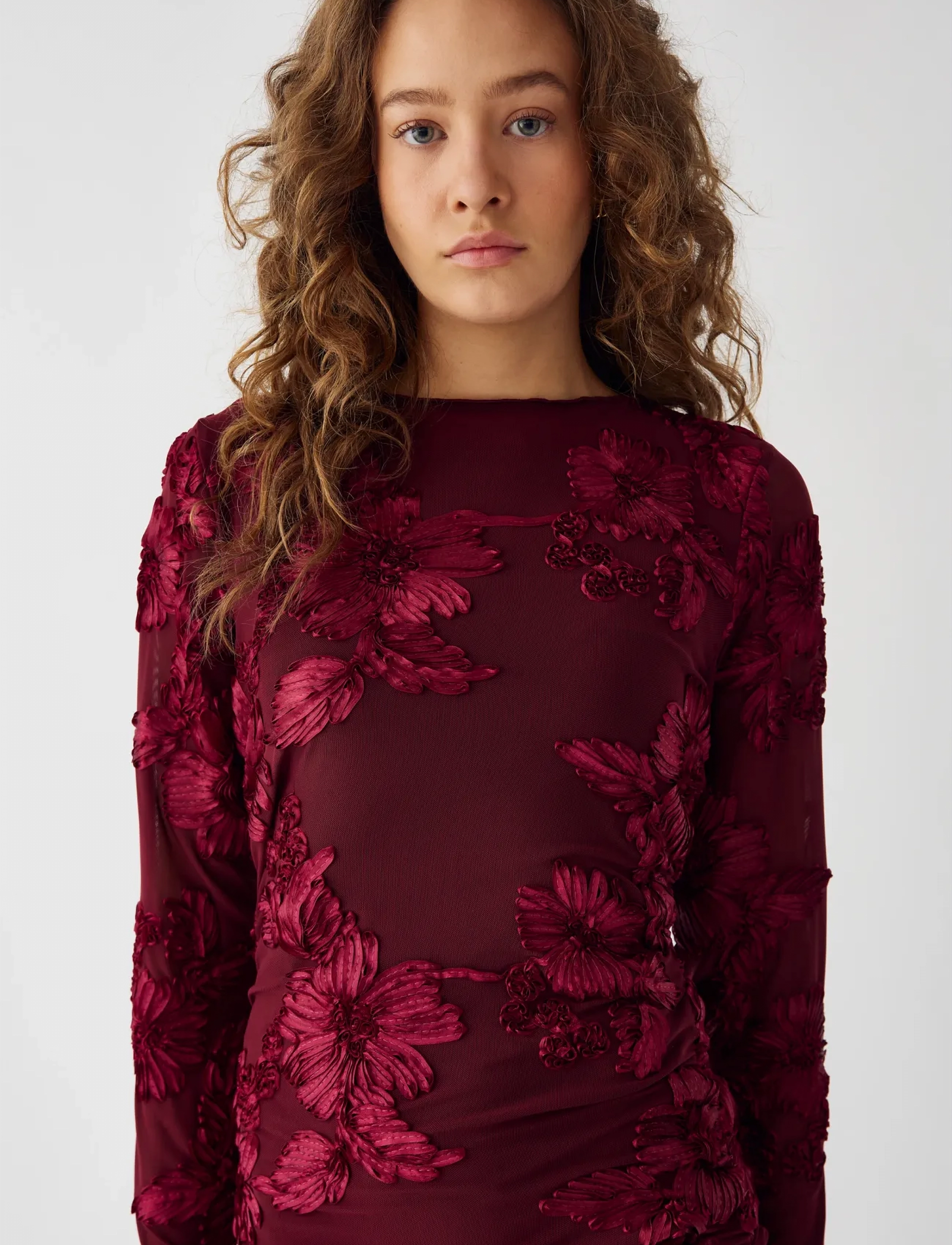 Noella Lavinia L/S Dress, XXL, Burgundy, Kjoler > Knælange Og Midi, Dame