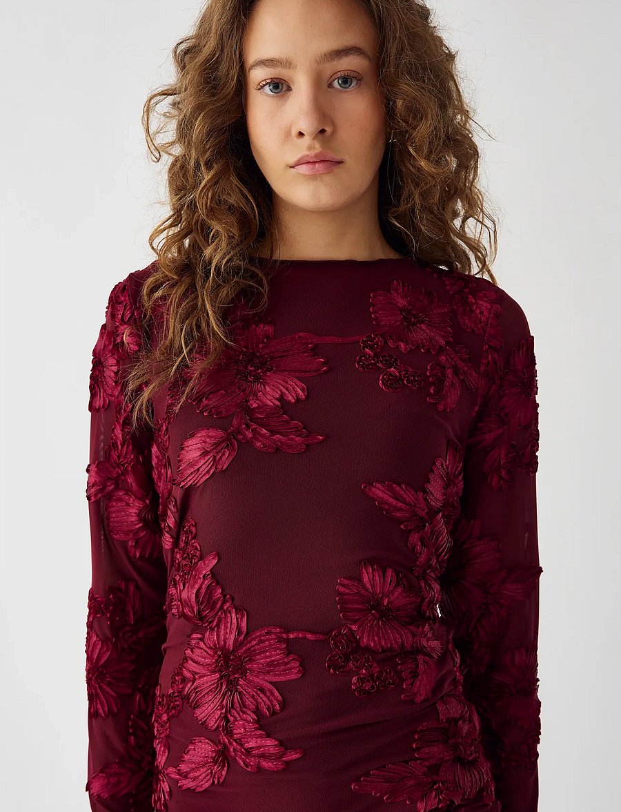 Noella - Lavinia L/S Dress - festkjoler - winetasting - 3