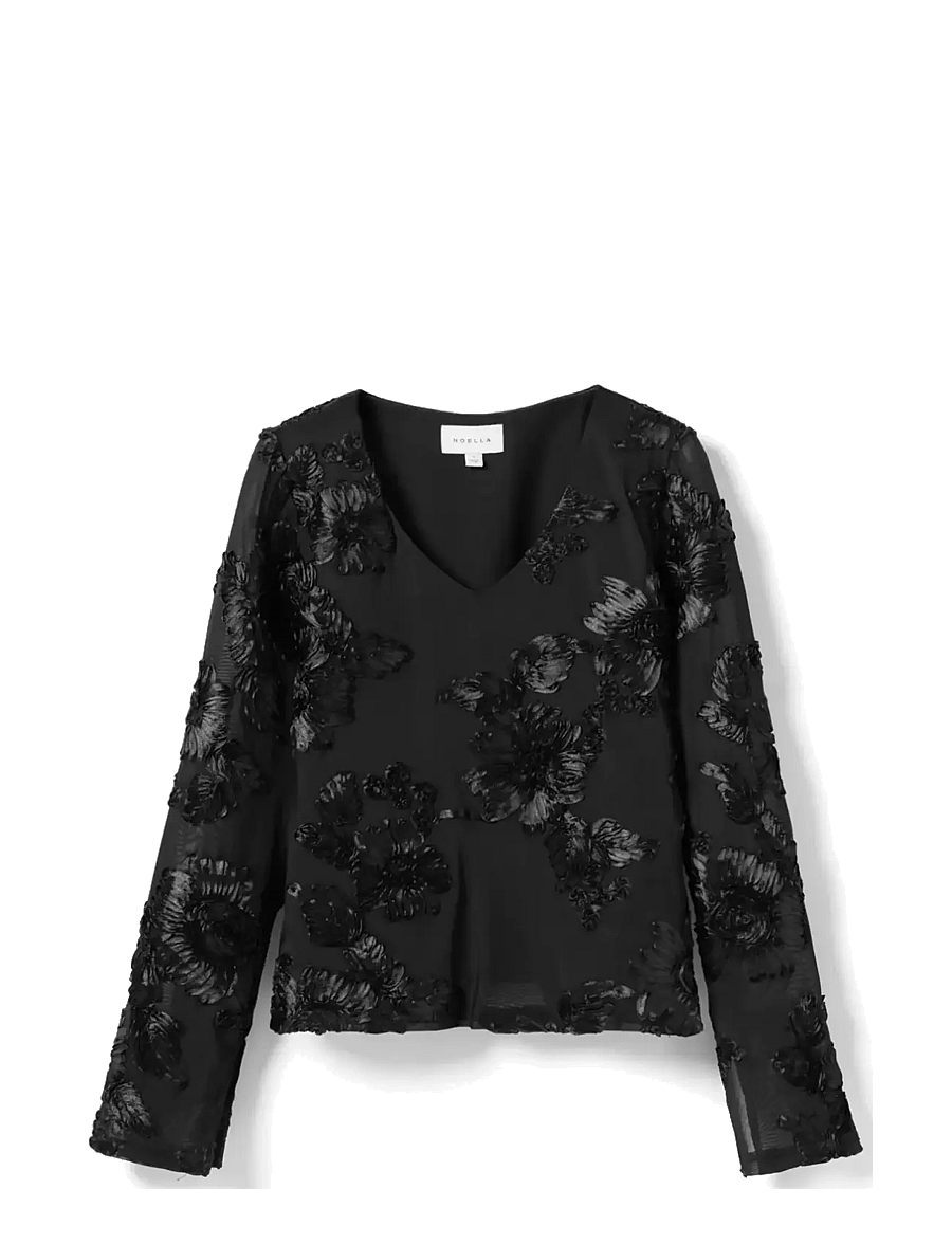 Noella - Lucille Top - långärmade blusar - black - 2