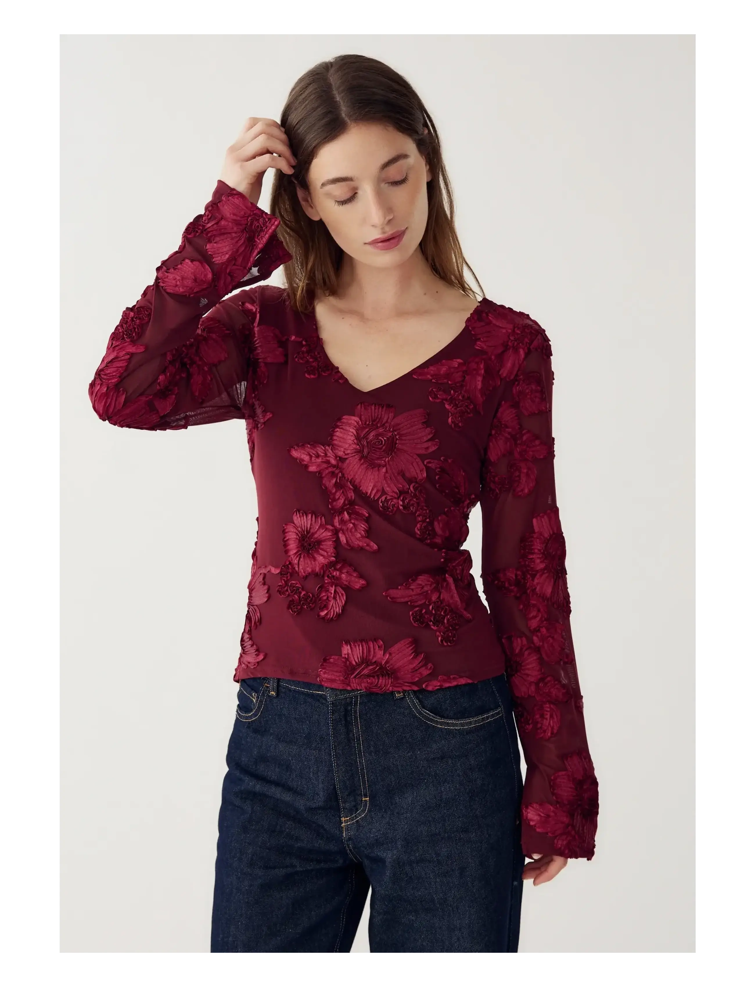 Noella Lucille Top - Tøj - WINETASTING / burgundy