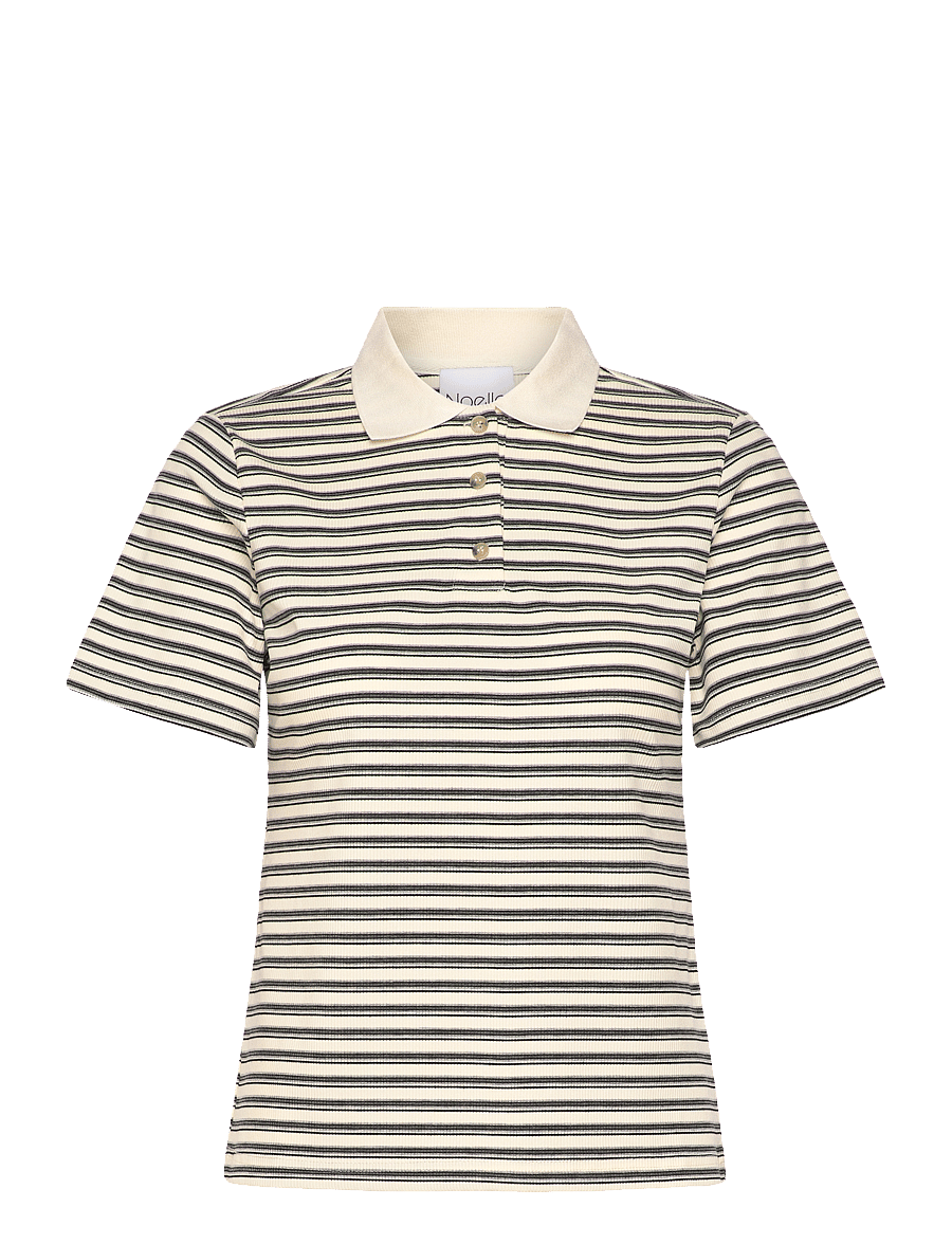 Noella - Leyna Polo Top - poloshirts - sugar grey stripe - 1