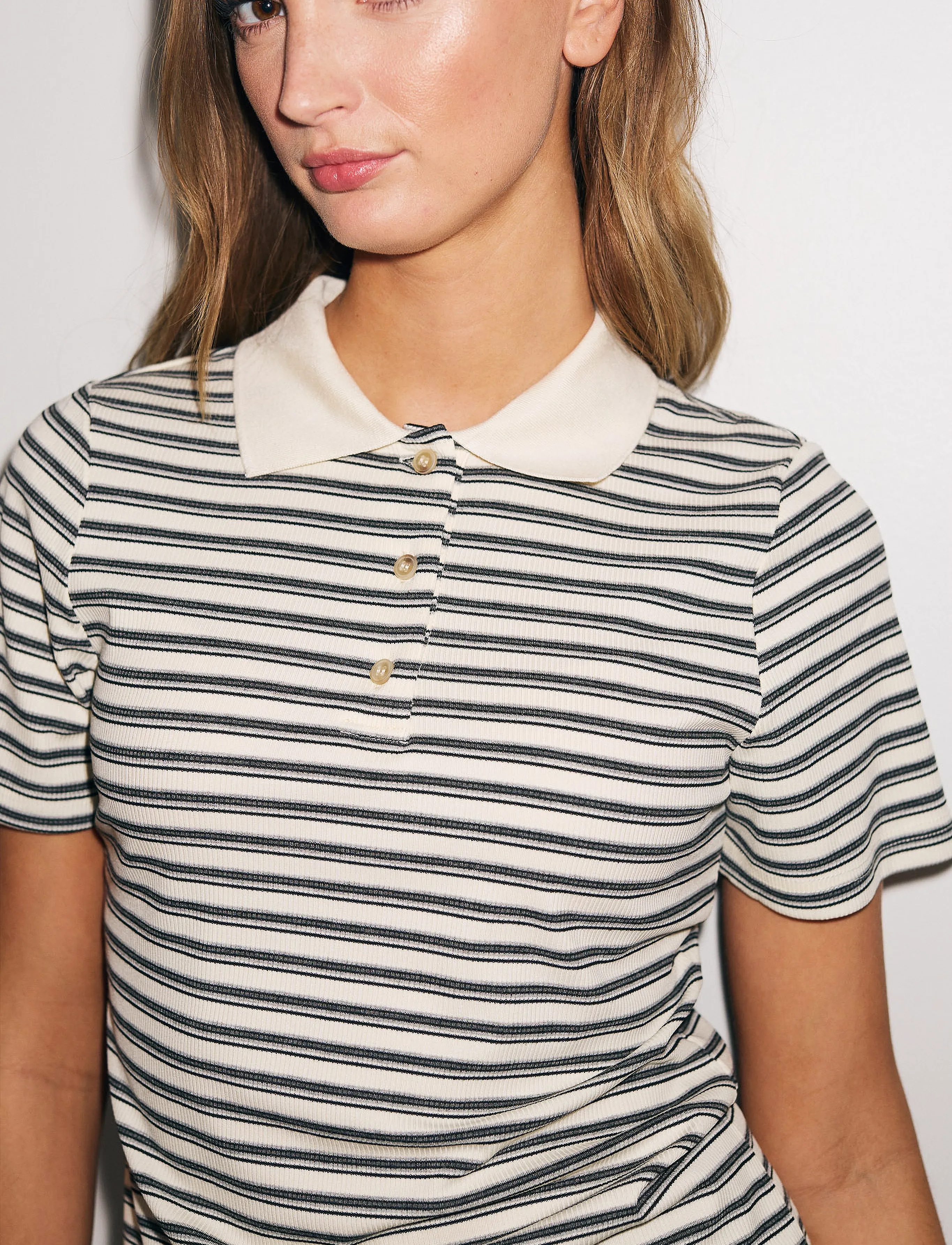 Noella - Leyna Polo Top - koszulki polo - sugar grey stripe - 4