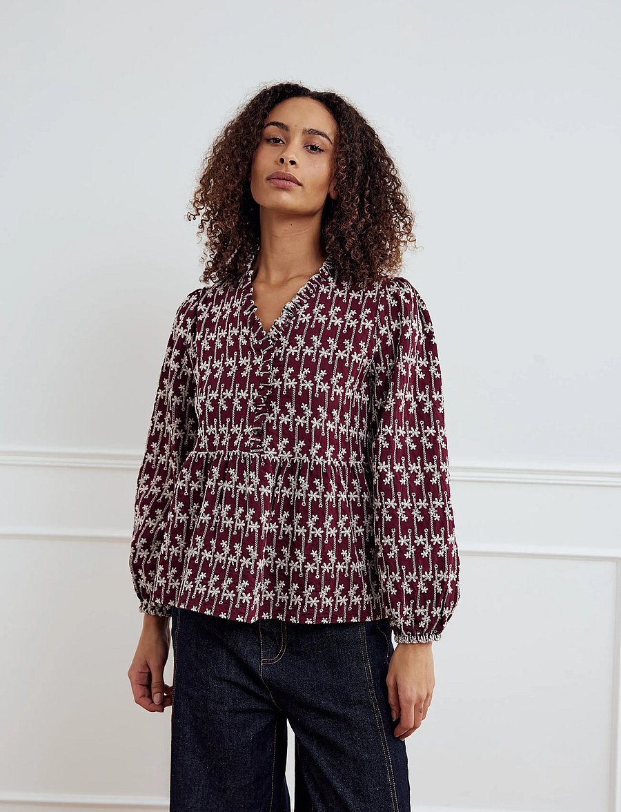 Noella - Matti Blouse - langærmede bluser - dusty mahogany - 0