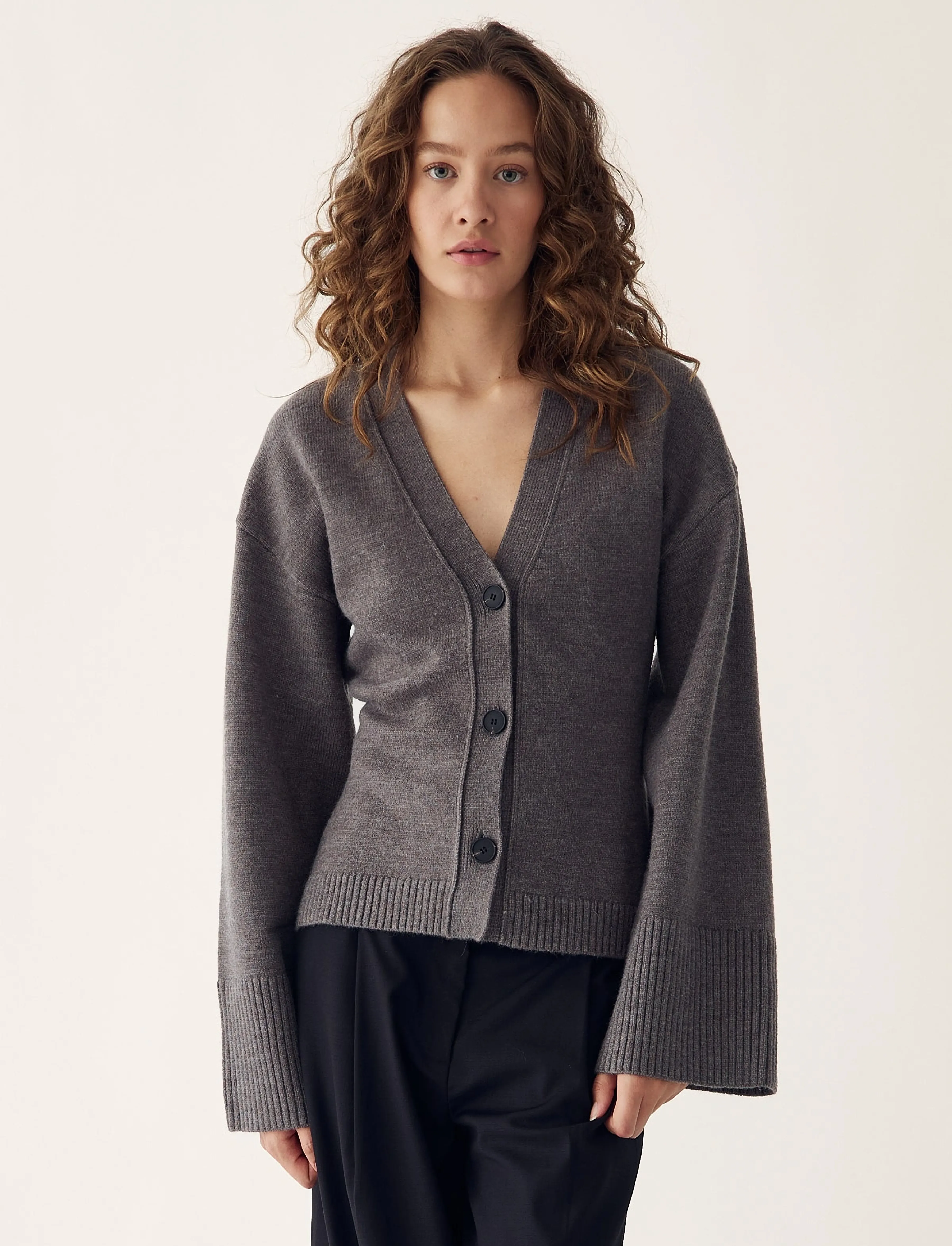 Noella Lenyx Knit Cardigan, S, Grey, Strik > Cardigans, Dame