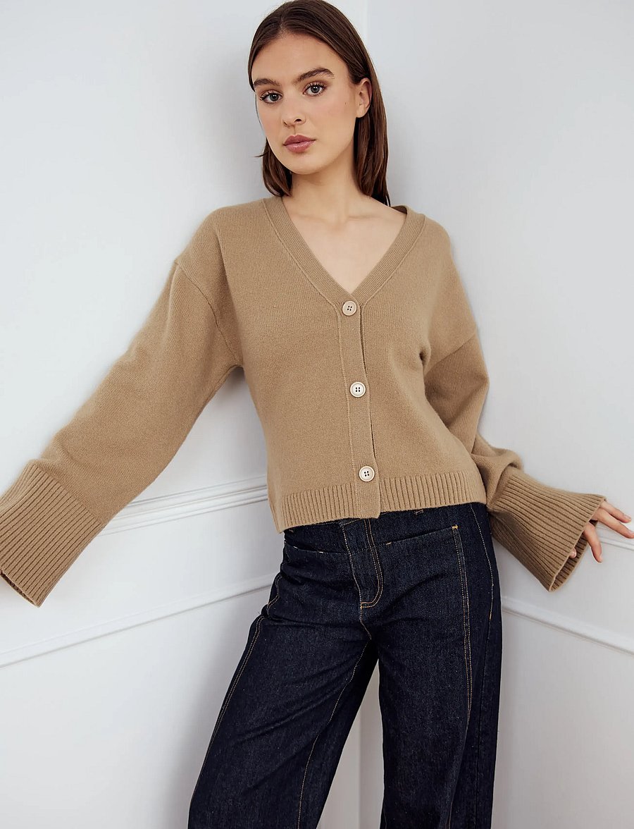 Noella - Lenyx Knit Cardigan - strickjacken - timber brown melange - 0