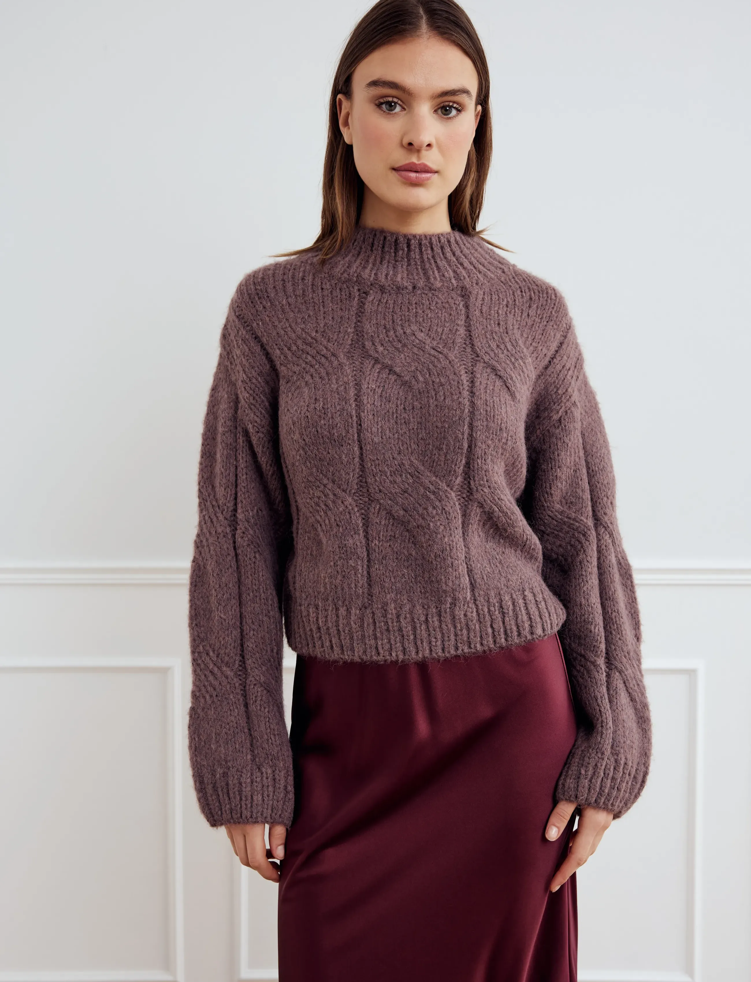 Noella Lynx Knit, L/XL, Brown, Strik > Trøjer, Dame