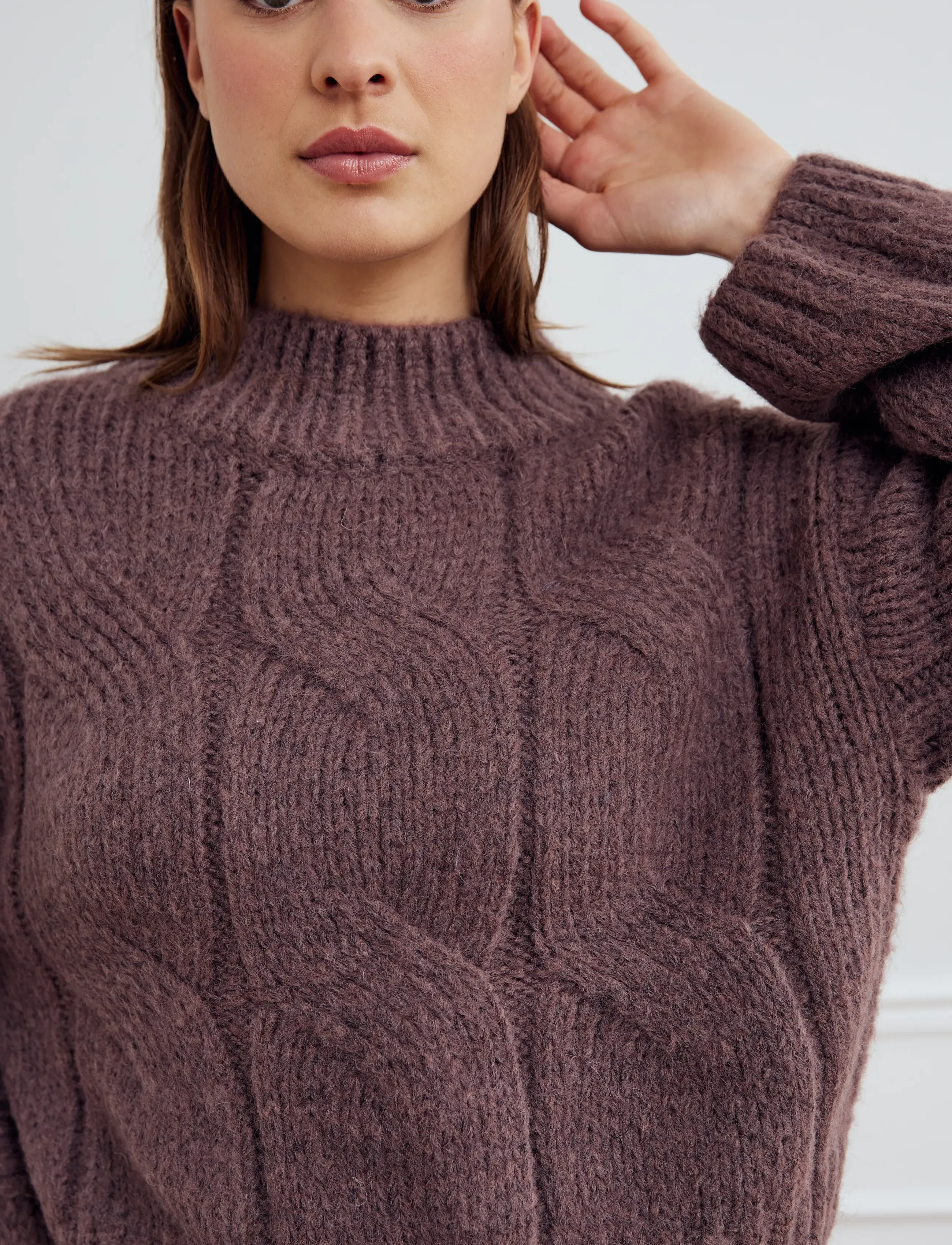 Noella - Lynx Knit - stickade tröjor - morel - 3