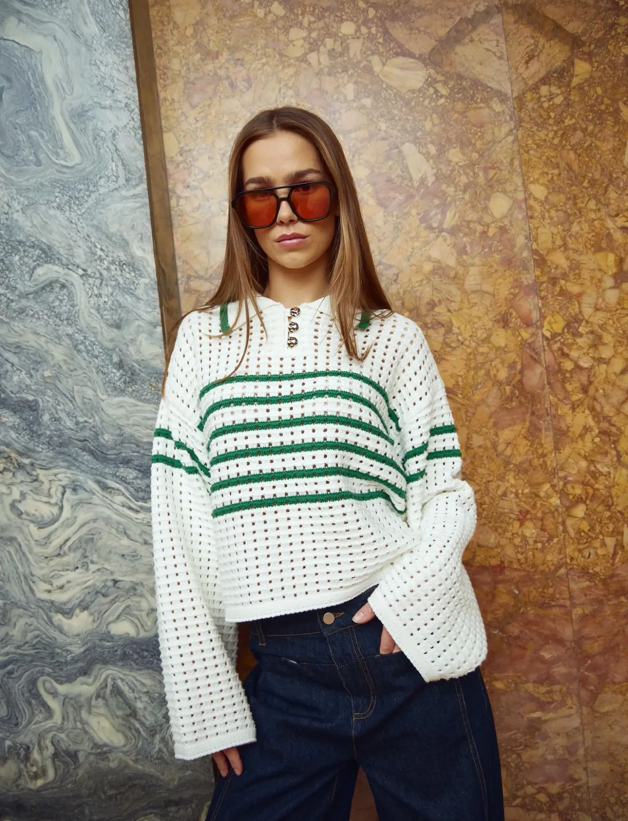 Noella Leen Knit, L/XL, Cream, Strik > Trøjer, Dame