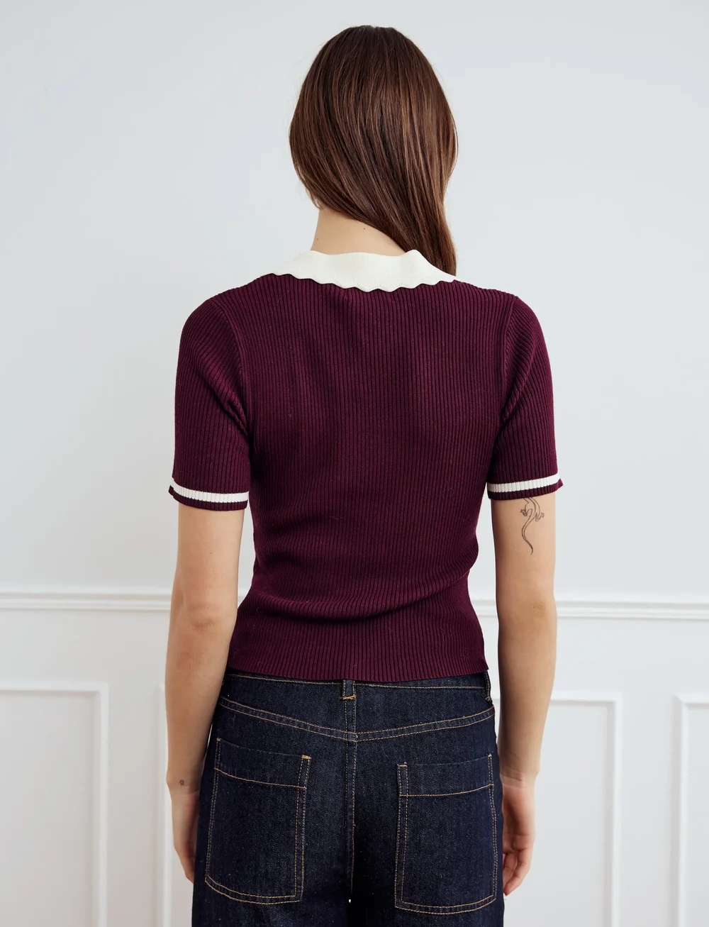 Noella - Lilo Polo Knit - gebreide truien - wine sugar combo - 3