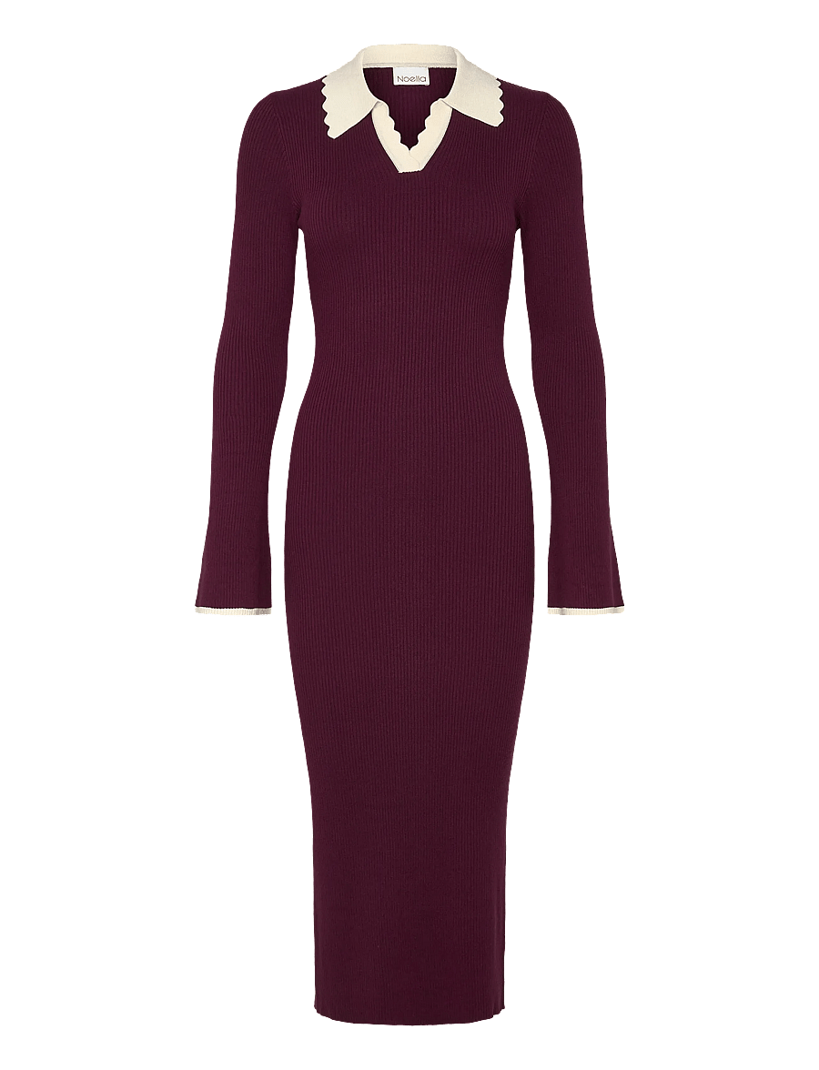 Noella - Livvy Knit Dress - kootud kleidid - wine sugar combo - 1