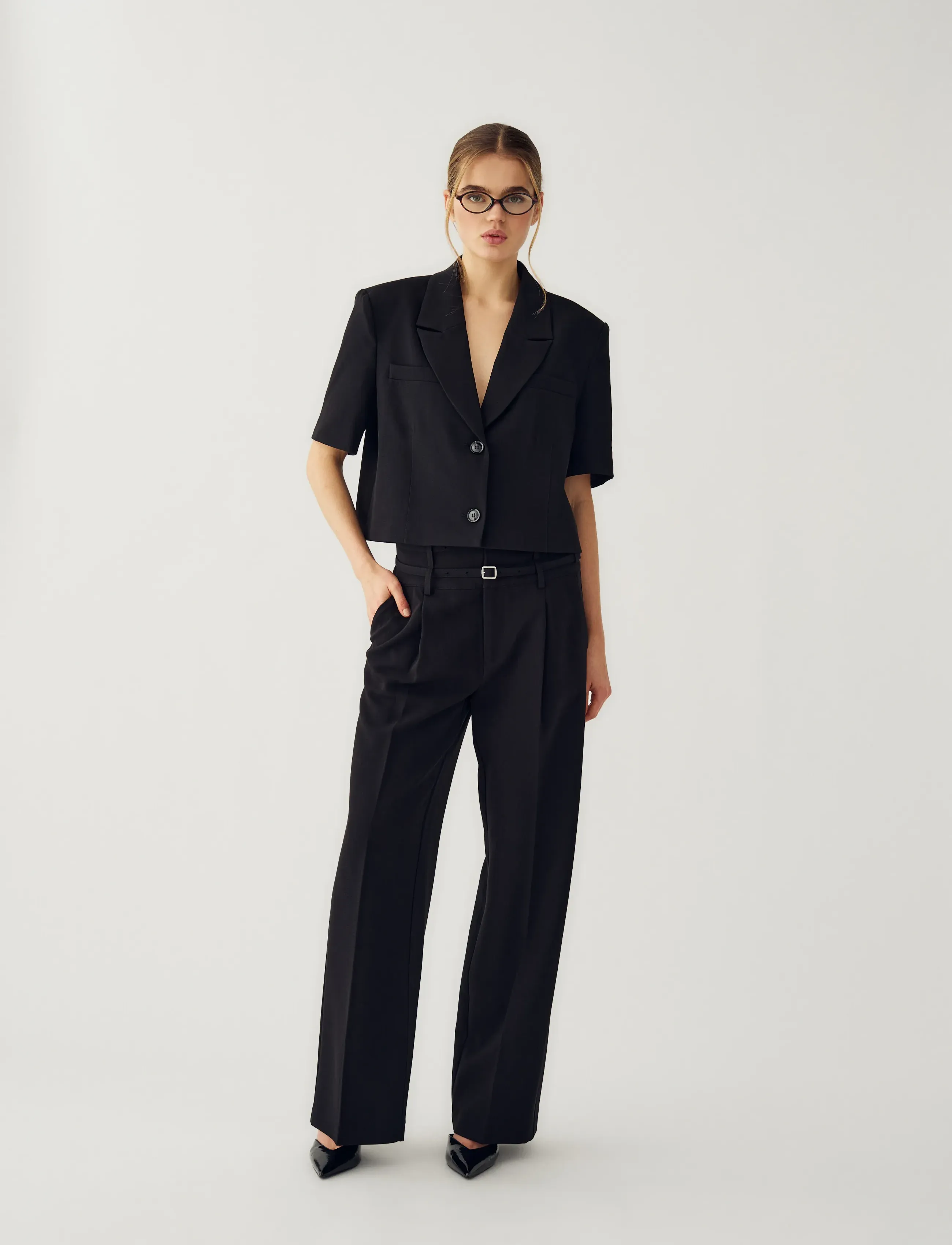 Noella N-Leanne Crop Blazer, XL, Black, Blazere > Cropped Blazere, Dame