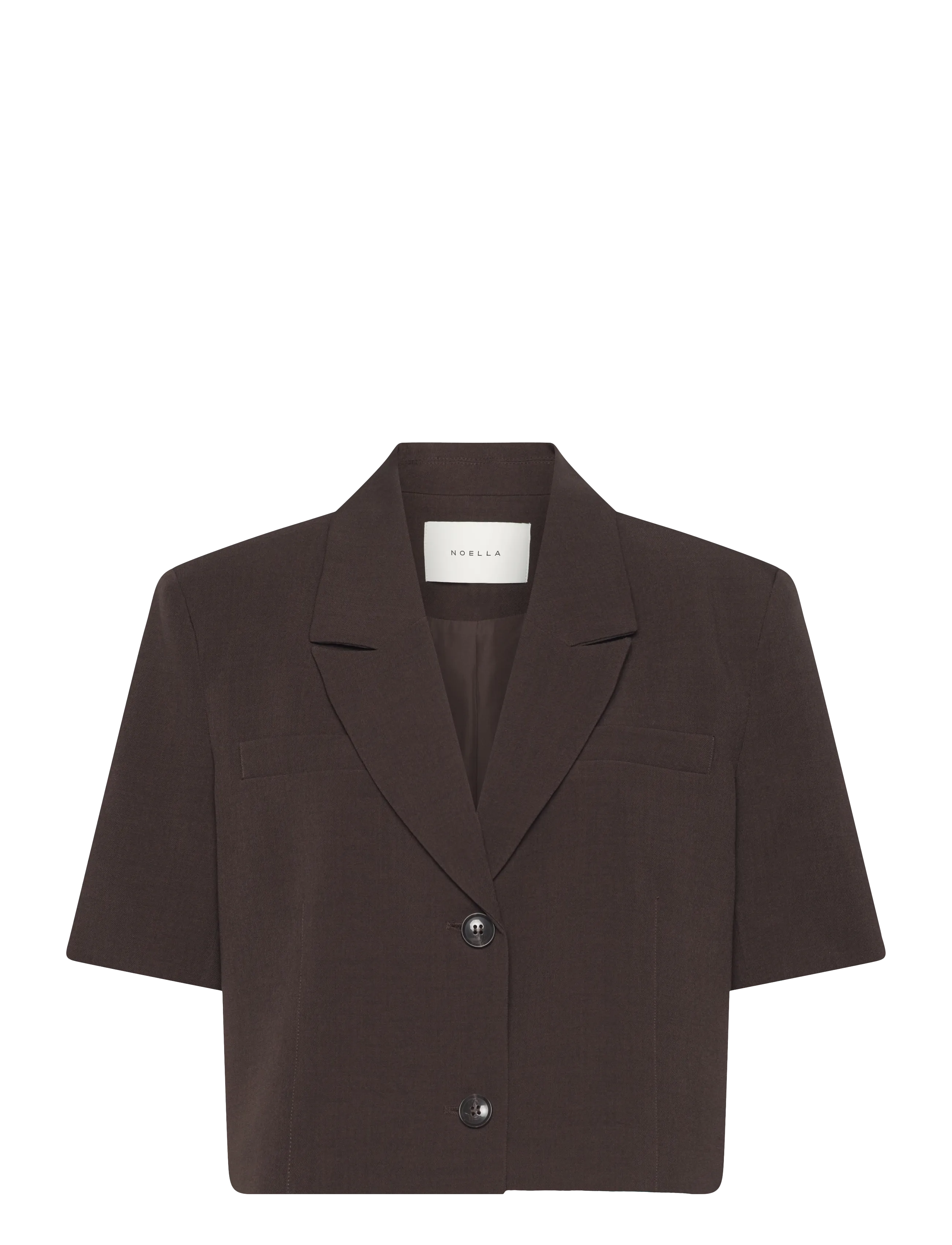 N-Leanne Crop Blazer - CHOCOLATE