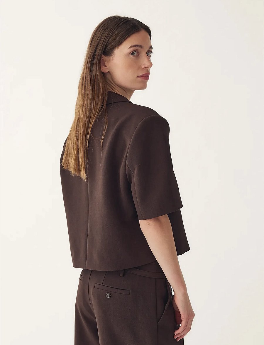 Noella - N-Leanne Crop Blazer - cropped-blazer - chocolate - 4