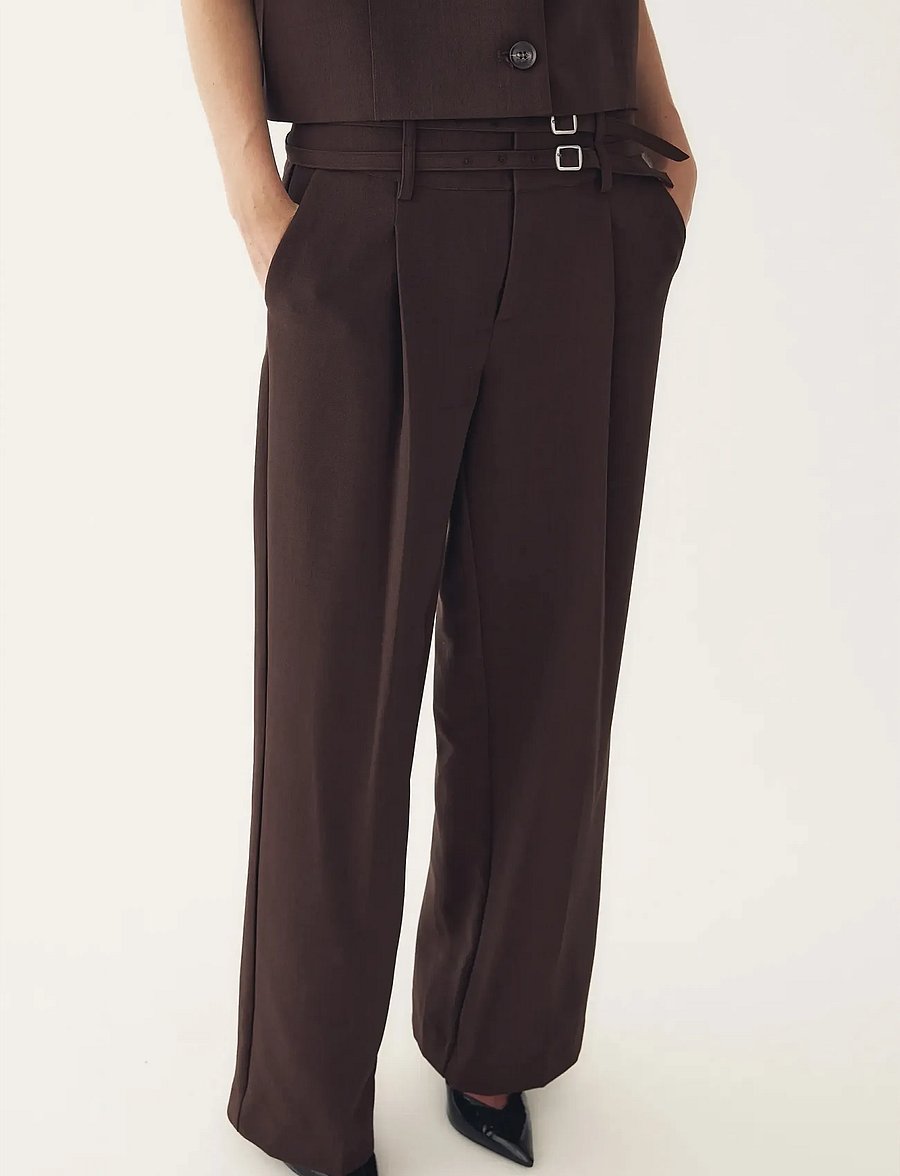 Noella - N-Darryl HW Pants - kostymbyxor - chocolate - 0