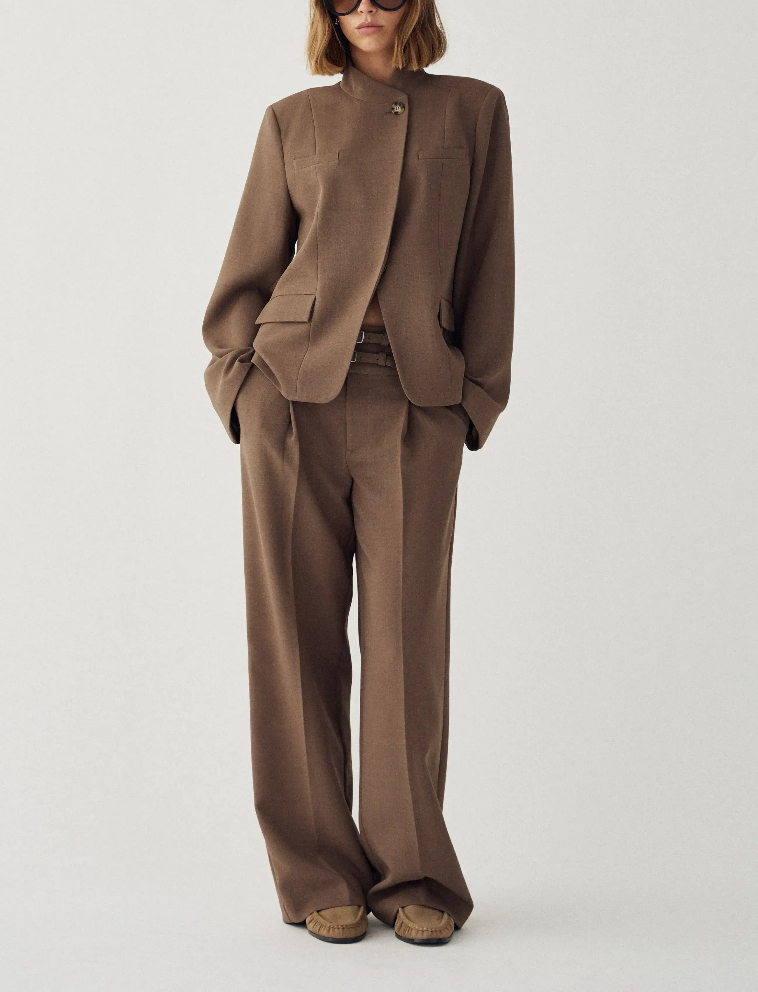 Noella N-Darryl Hw Pants, XXL, Trousers, Braun - Straight Leg, Frauen