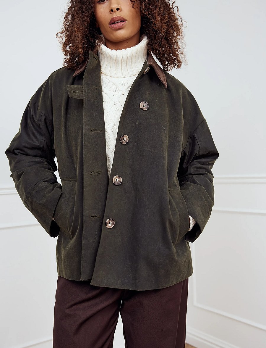 Noella - Lupita Wax Jacket - virskrekli - military green - 0