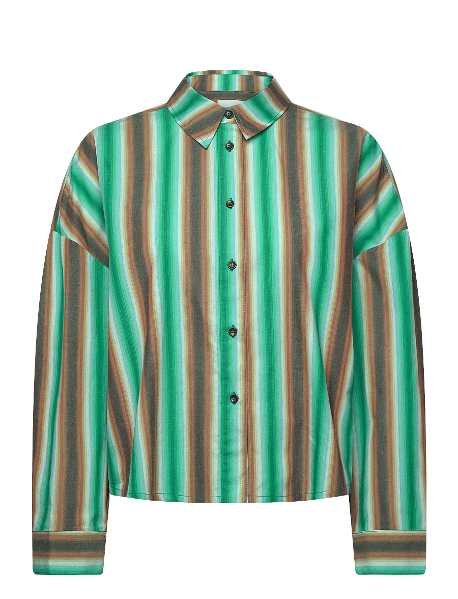 Noella - Liara Shirt - langärmlige hemden - cosma green stripe - 1