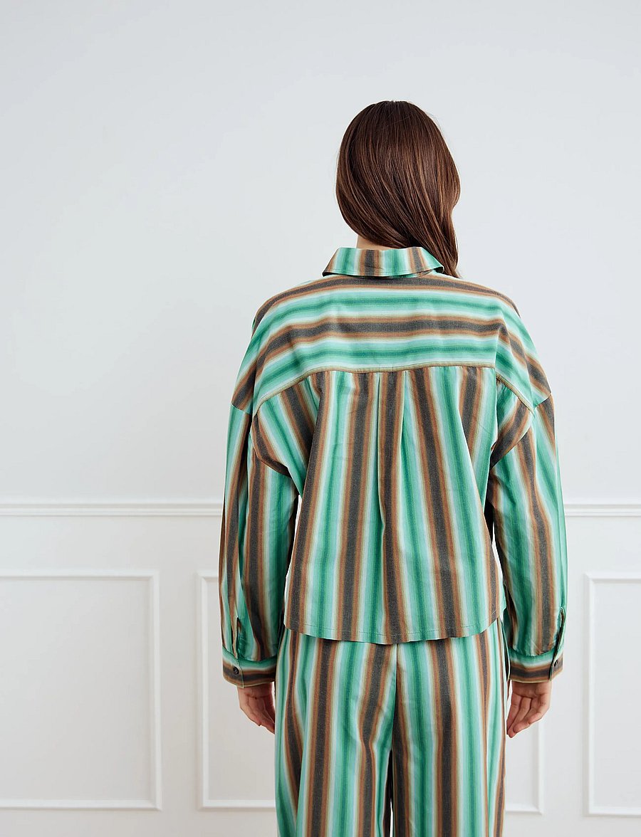 Noella - Liara Shirt - langärmlige hemden - cosma green stripe - 3