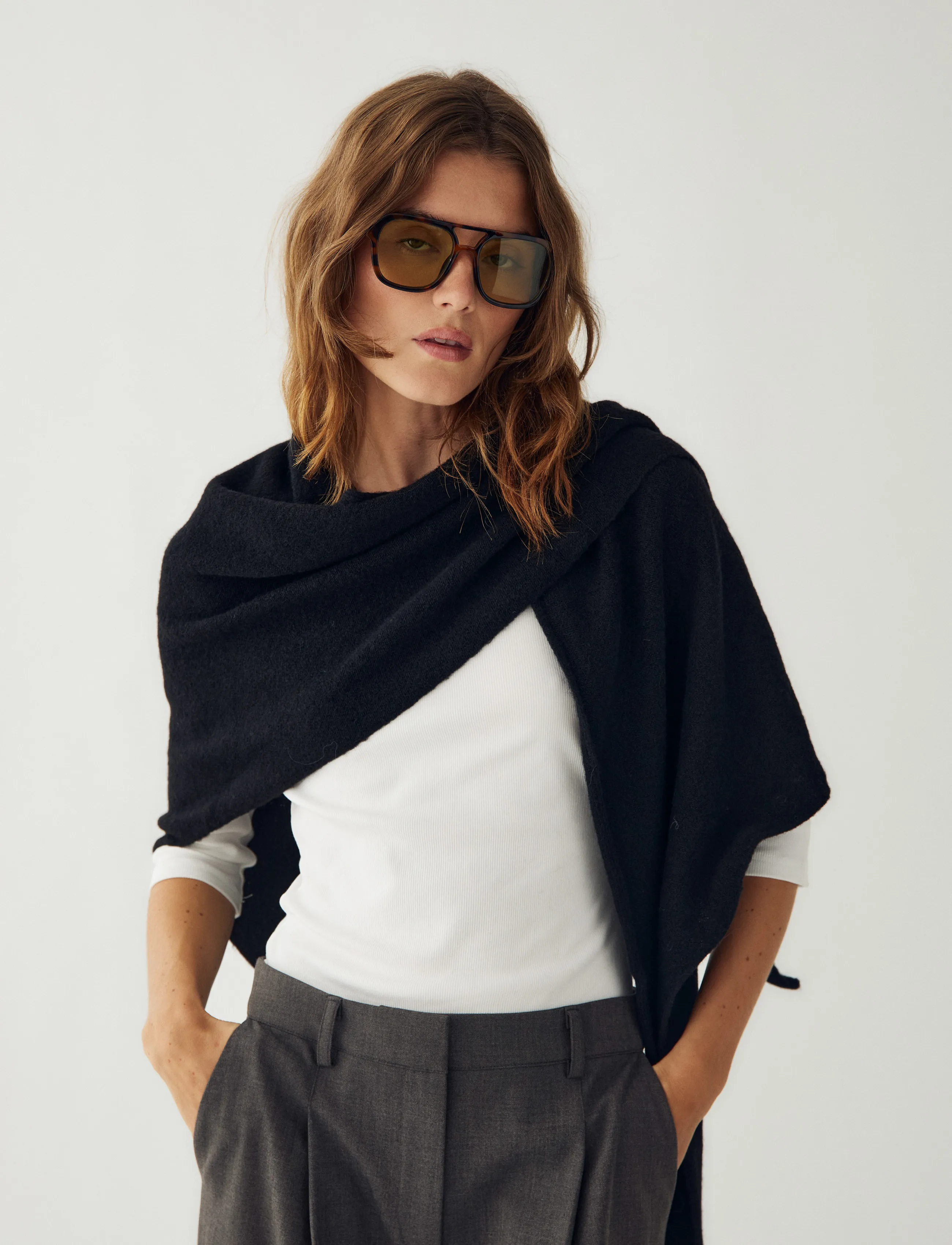 Noella - N-Loena Knit Scarf - halsdukar - black - 3