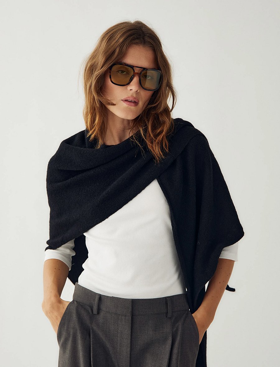 Noella - N-Loena Knit Scarf - halsdukar - black - 3