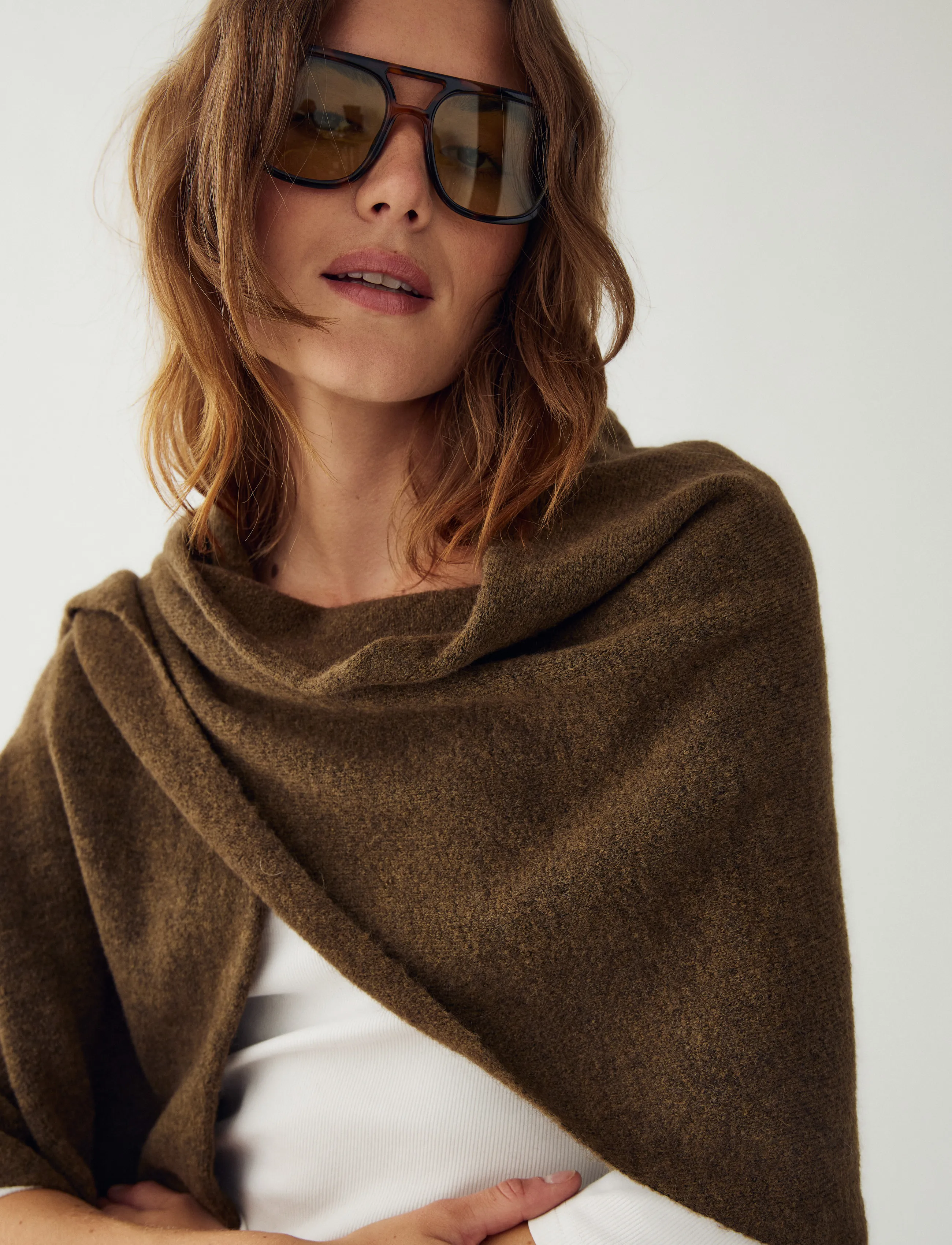 Noella N-Loena Knit Scarf - Noella - MILITARY GREEN MELANGE / brown