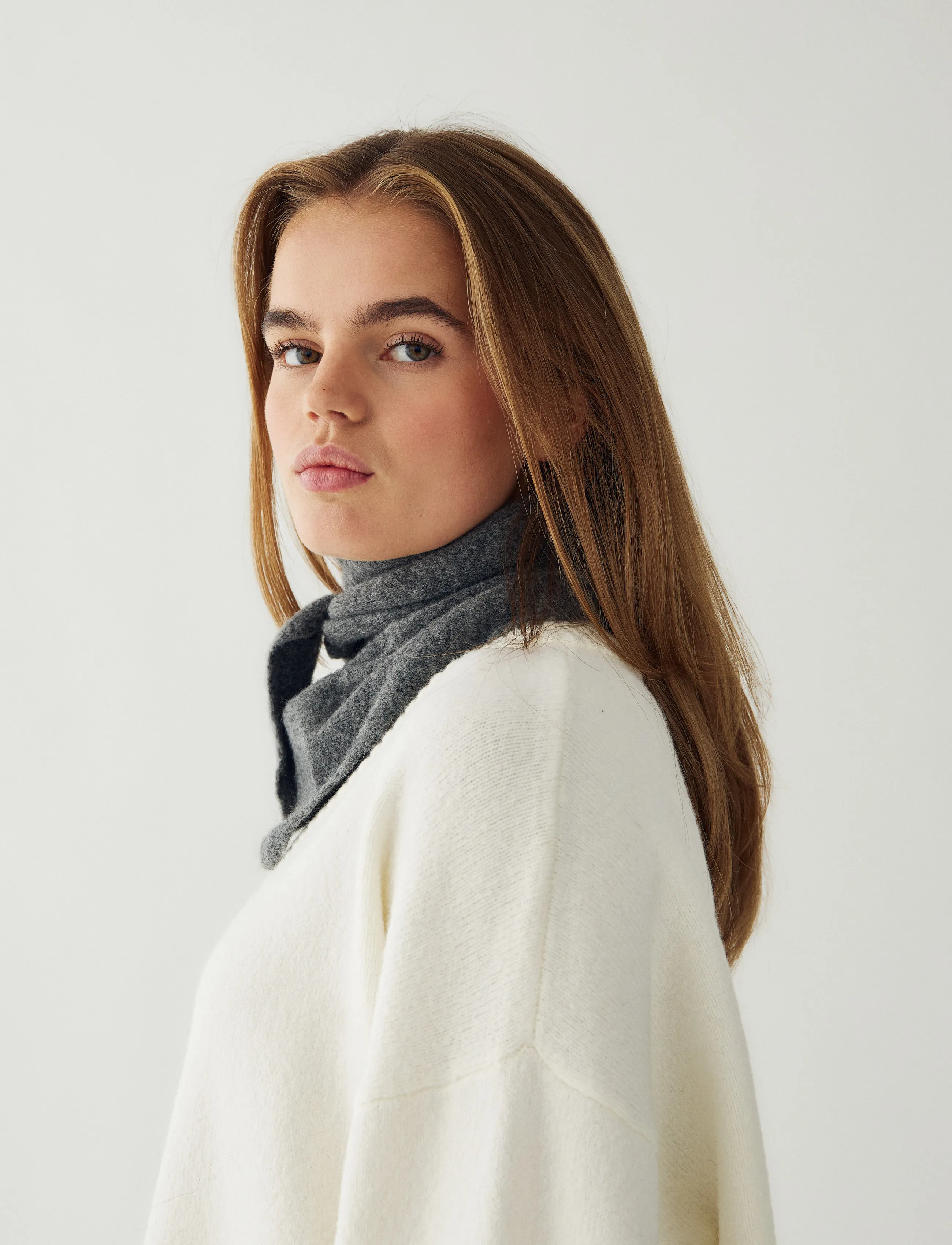Noella - N-Loenetta Knit Scarf - winter scarves - dark grey melange - 2