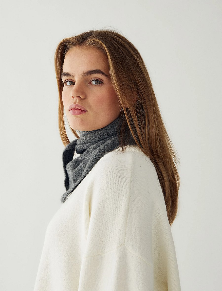 Noella - N-Loenetta Knit Scarf - winter scarves - dark grey melange - 2