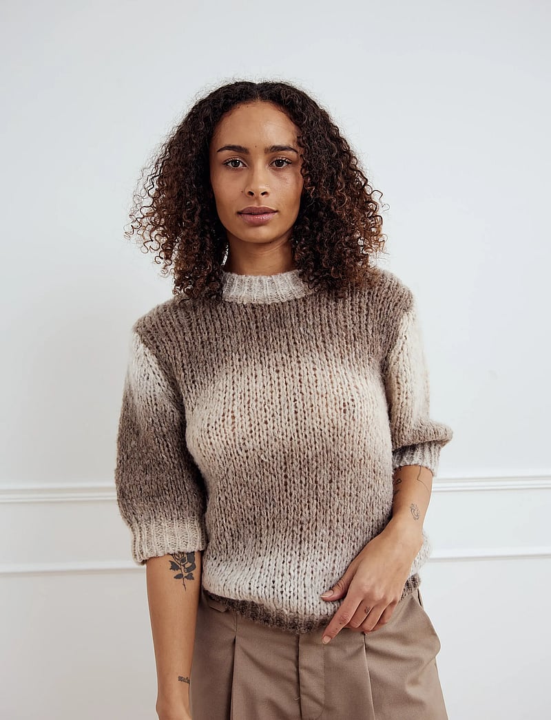 Noella - Leana Knit Top - stickade tröjor - beige sand combo - 0