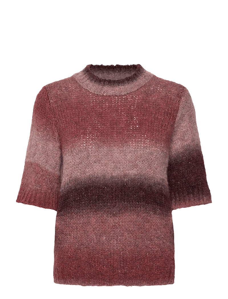 Noella - Leana Knit Top - stickade tröjor - brown red combo - 1