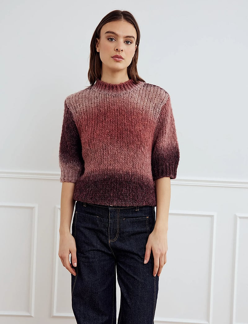 Noella - Leana Knit Top - stickade tröjor - brown red combo - 0