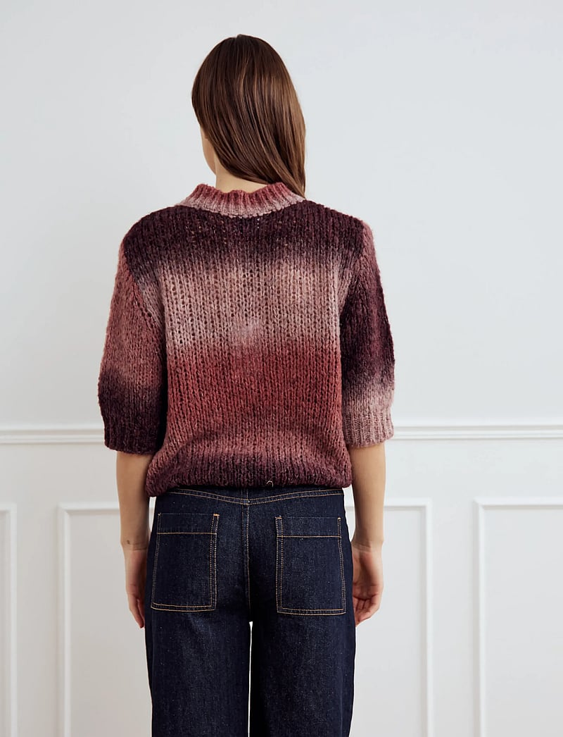 Noella - Leana Knit Top - stickade tröjor - brown red combo - 3