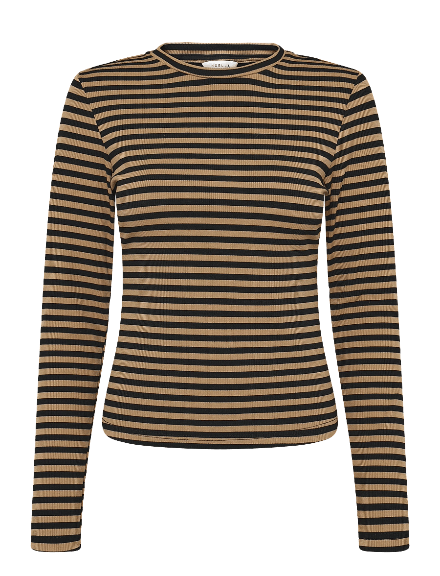 Noella - Luana Top - langärmlige tops - dark sand black stripe - 1