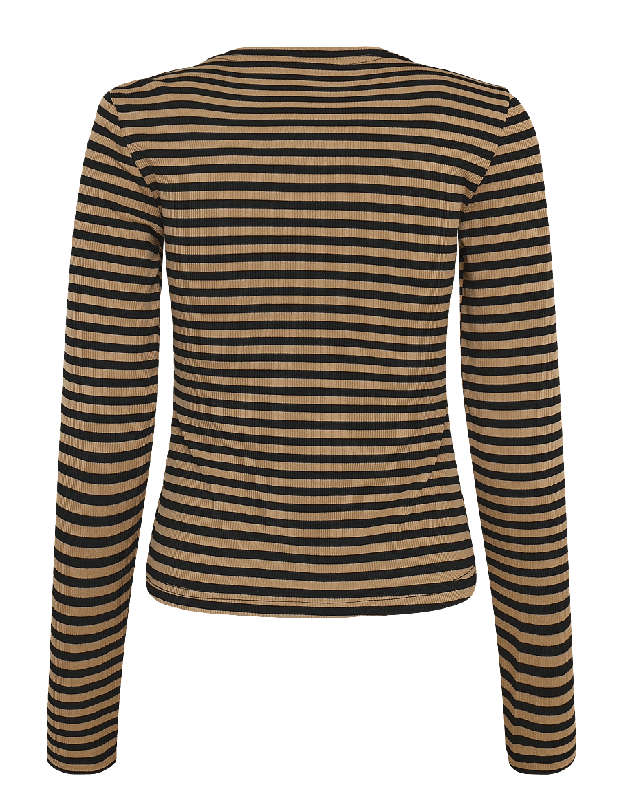 Noella - Luana Top - langärmlige tops - dark sand black stripe - 2
