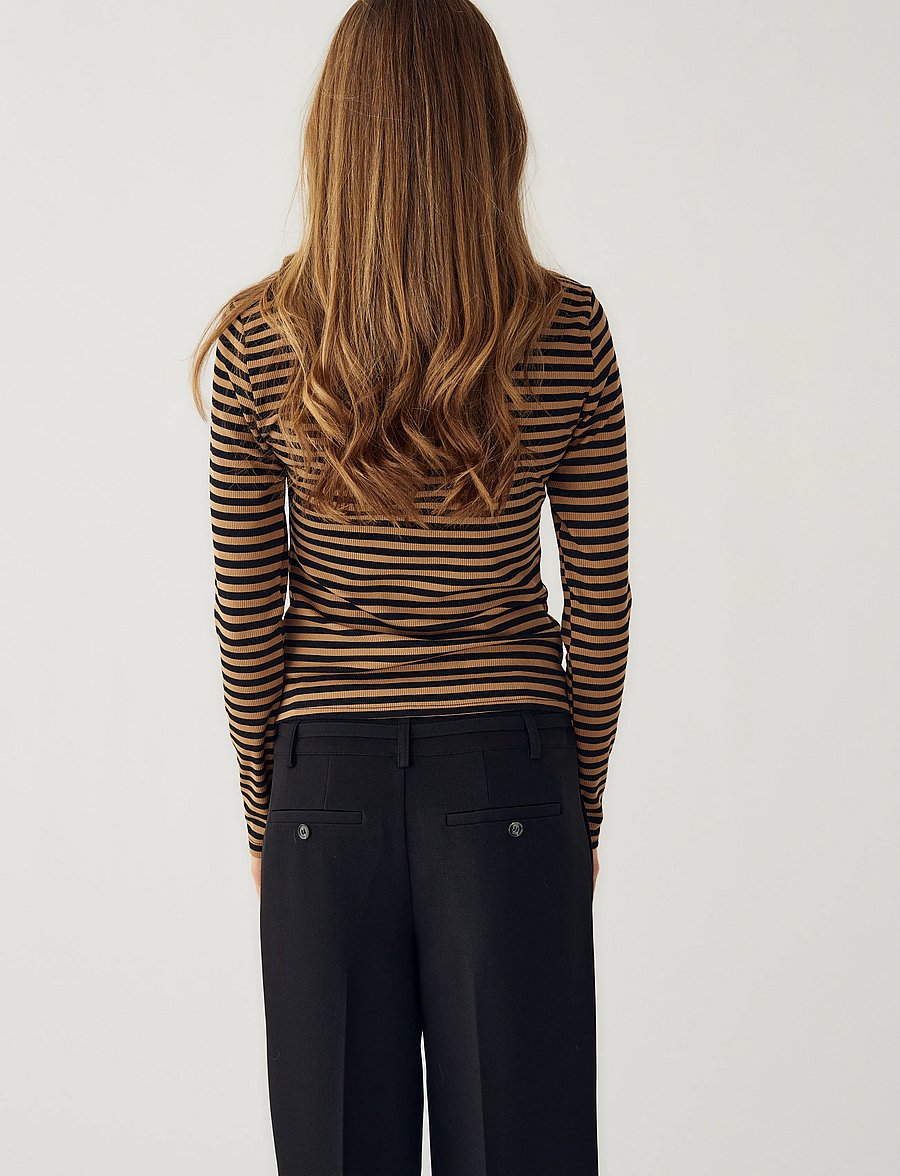 Noella - Luana Top - langärmlige tops - dark sand black stripe - 3