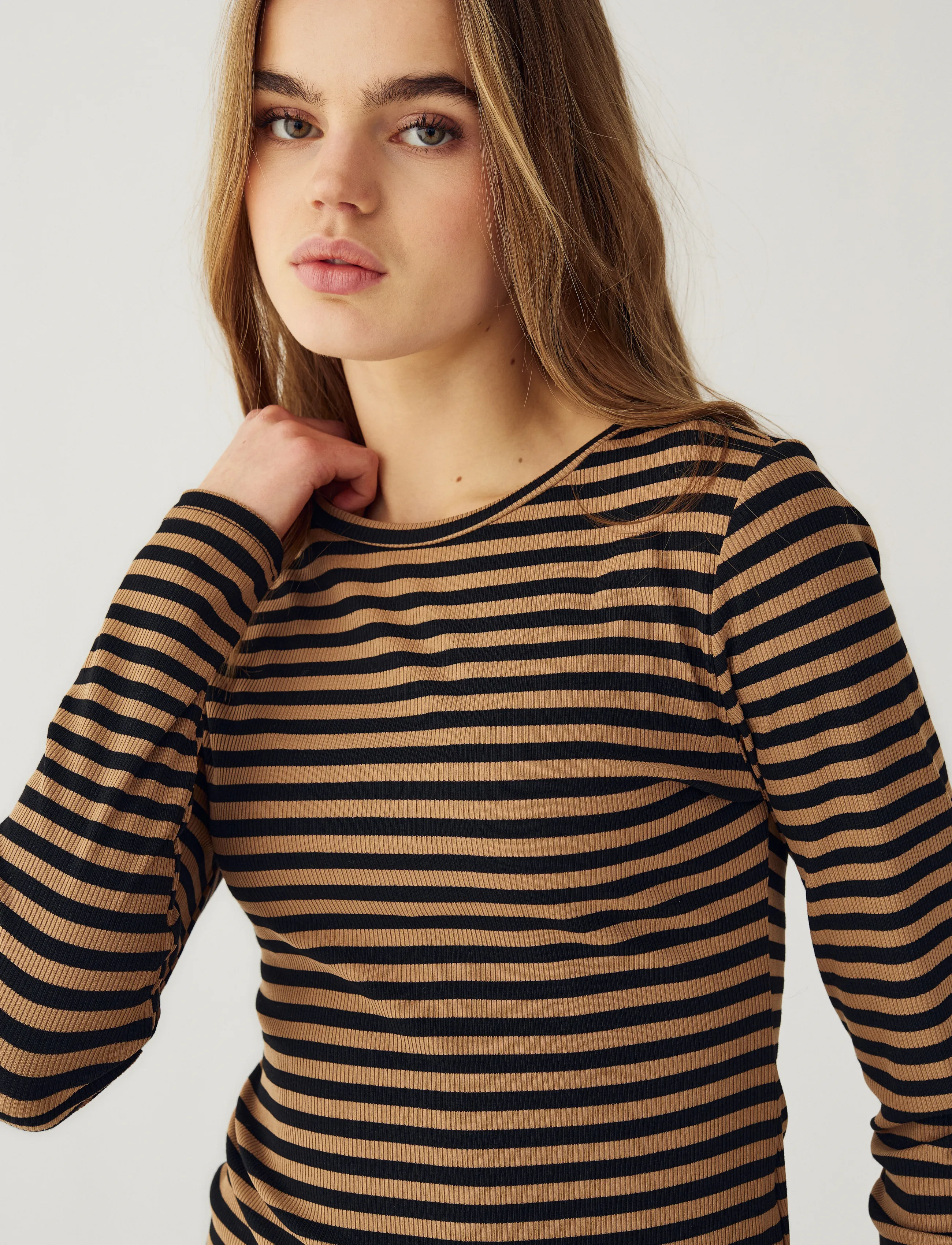 Noella - Luana Top - langärmlige tops - dark sand black stripe - 4