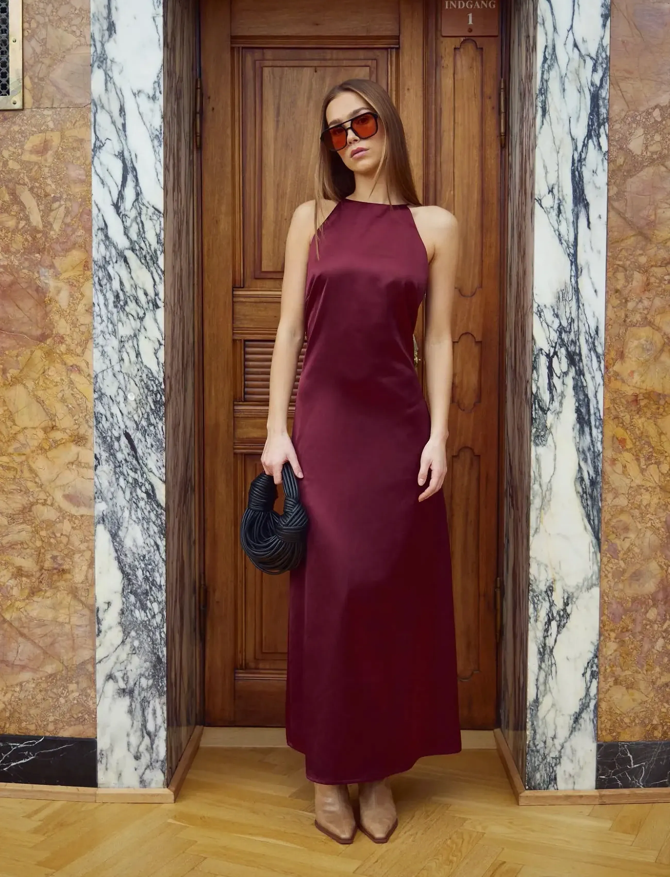 Noella Lacie Dress - Kjoler - DUSTY MAHOGANY / burgundy