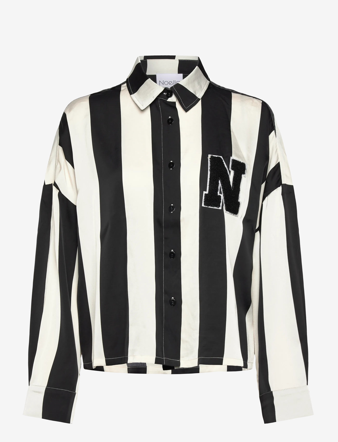 Noella - Liara N Shirt - långärmade skjortor - black ivory stripe - 1