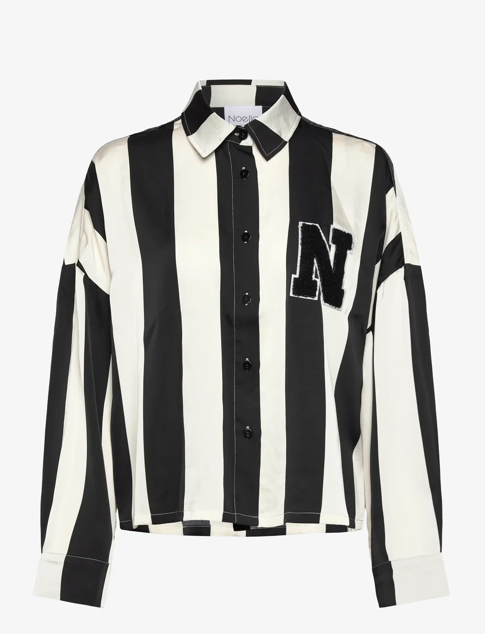 Noella - Liara N Shirt - pitkähihaiset kauluspaidat - black ivory stripe - 1