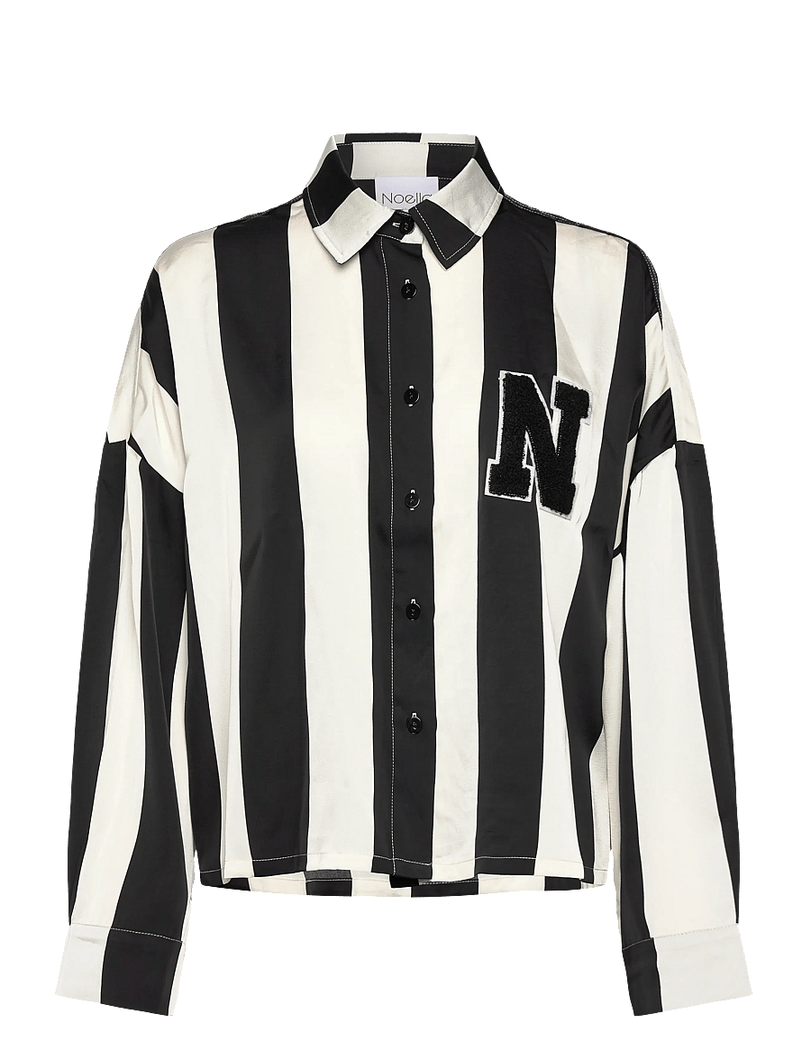 Noella - Liara N Shirt - pitkähihaiset kauluspaidat - black ivory stripe - 1