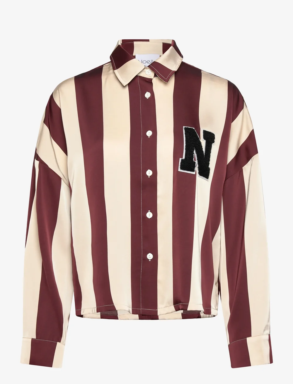 Noella - Liara N Shirt - pitkähihaiset kauluspaidat - mahogany ivory stripe - 0