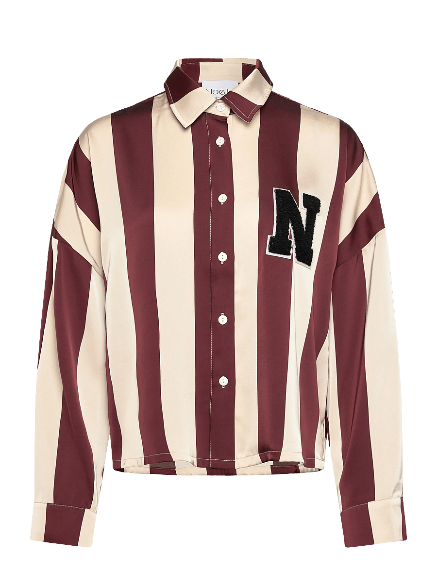 Noella - Liara N Shirt - langærmede skjorter - mahogany ivory stripe - 0